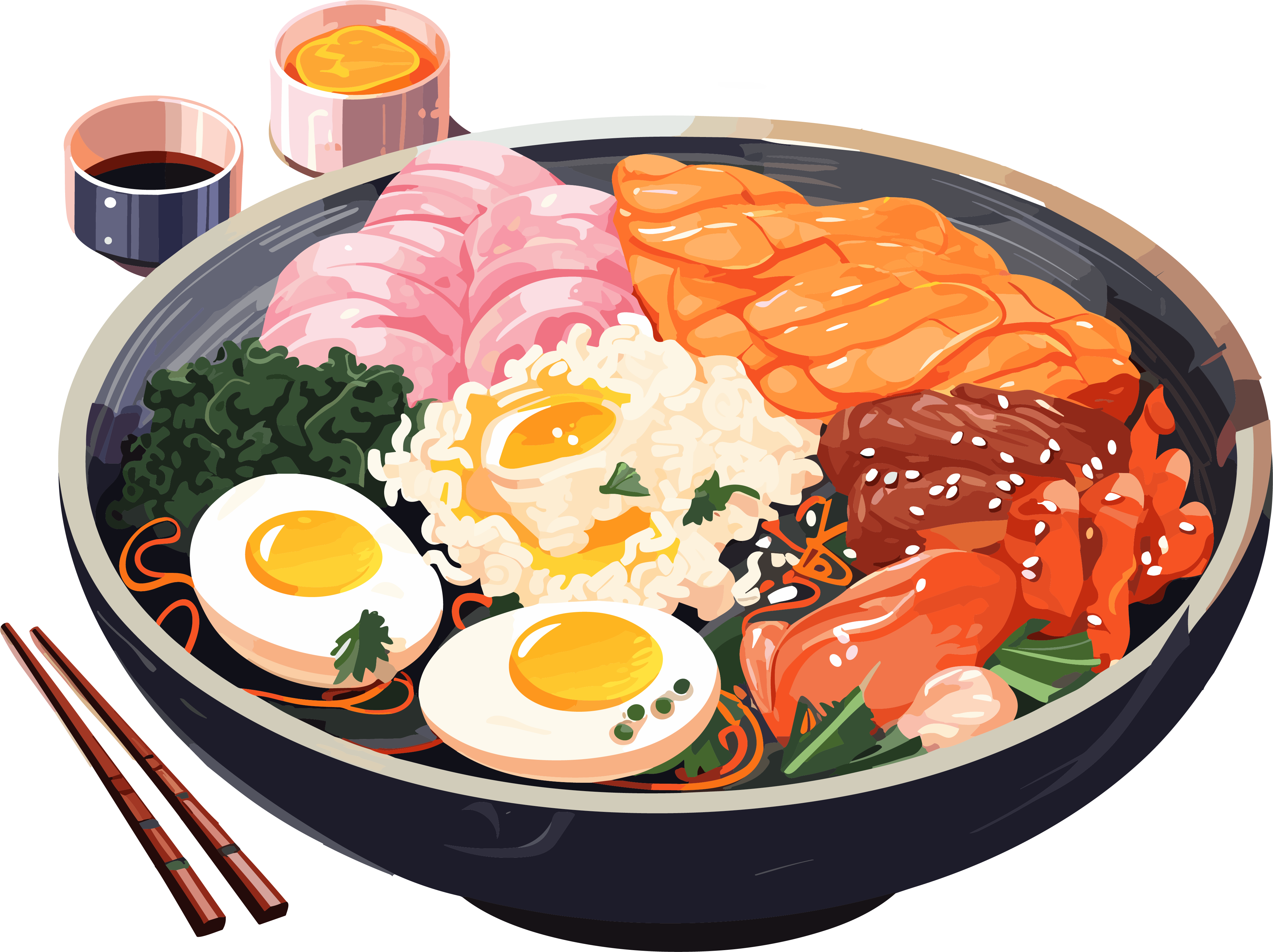 Korean Bibimbap Fragrant PNG Illustration