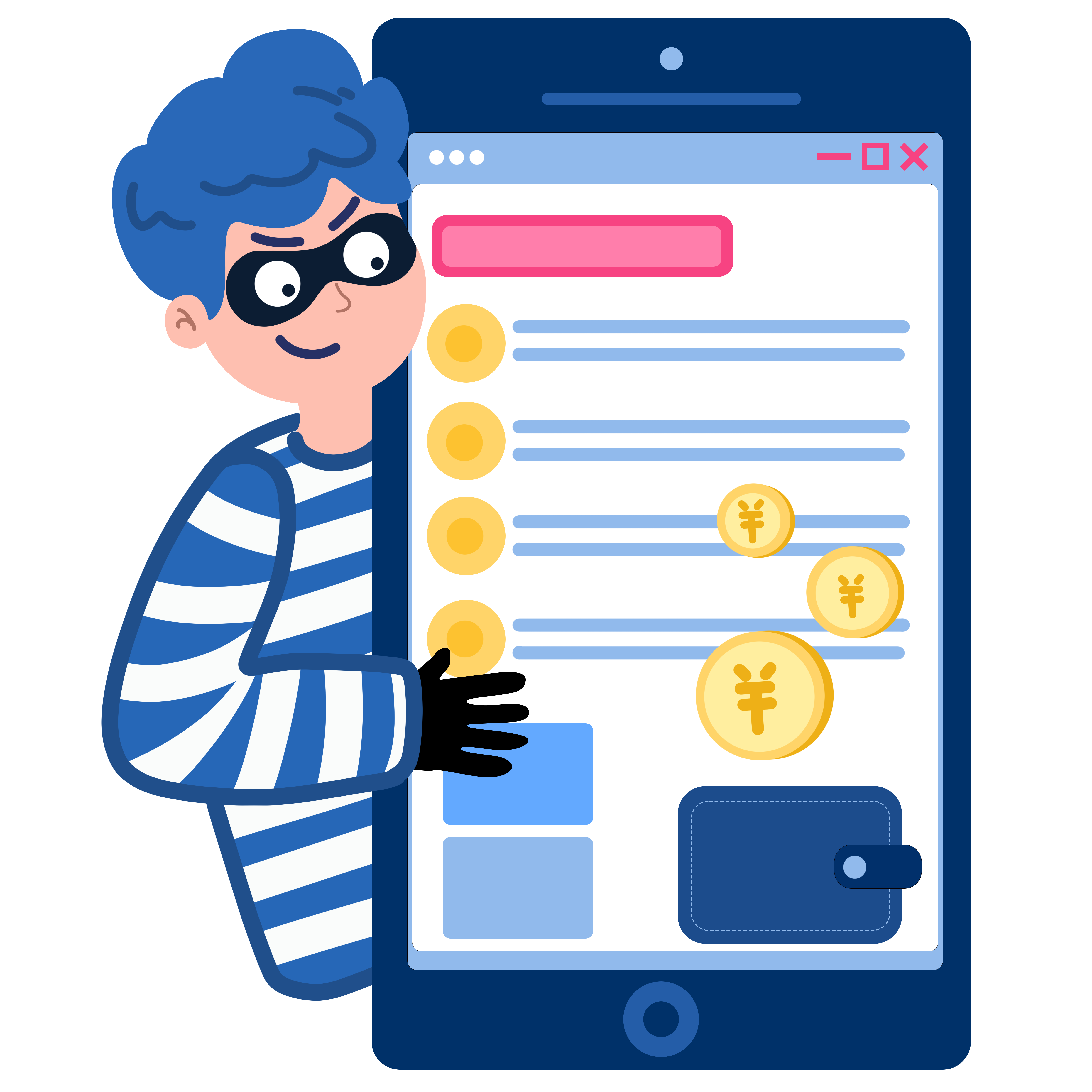 Understand the website to avoid falling into scam traps hand-drawn PNG illustration