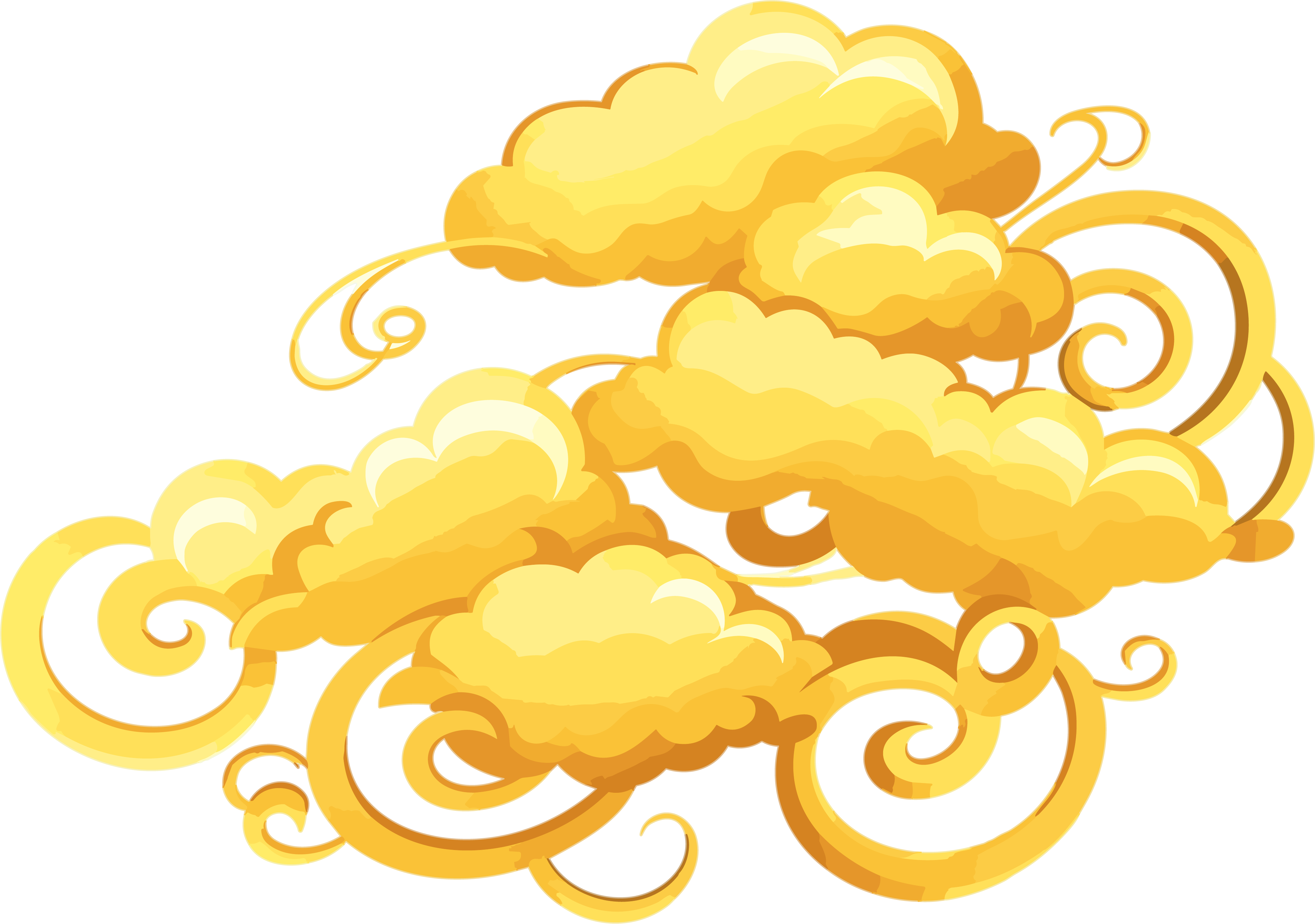 Art Nouveau surreal cloud scenery with yellow auspicious clouds transparent high-definition PNG graphic material