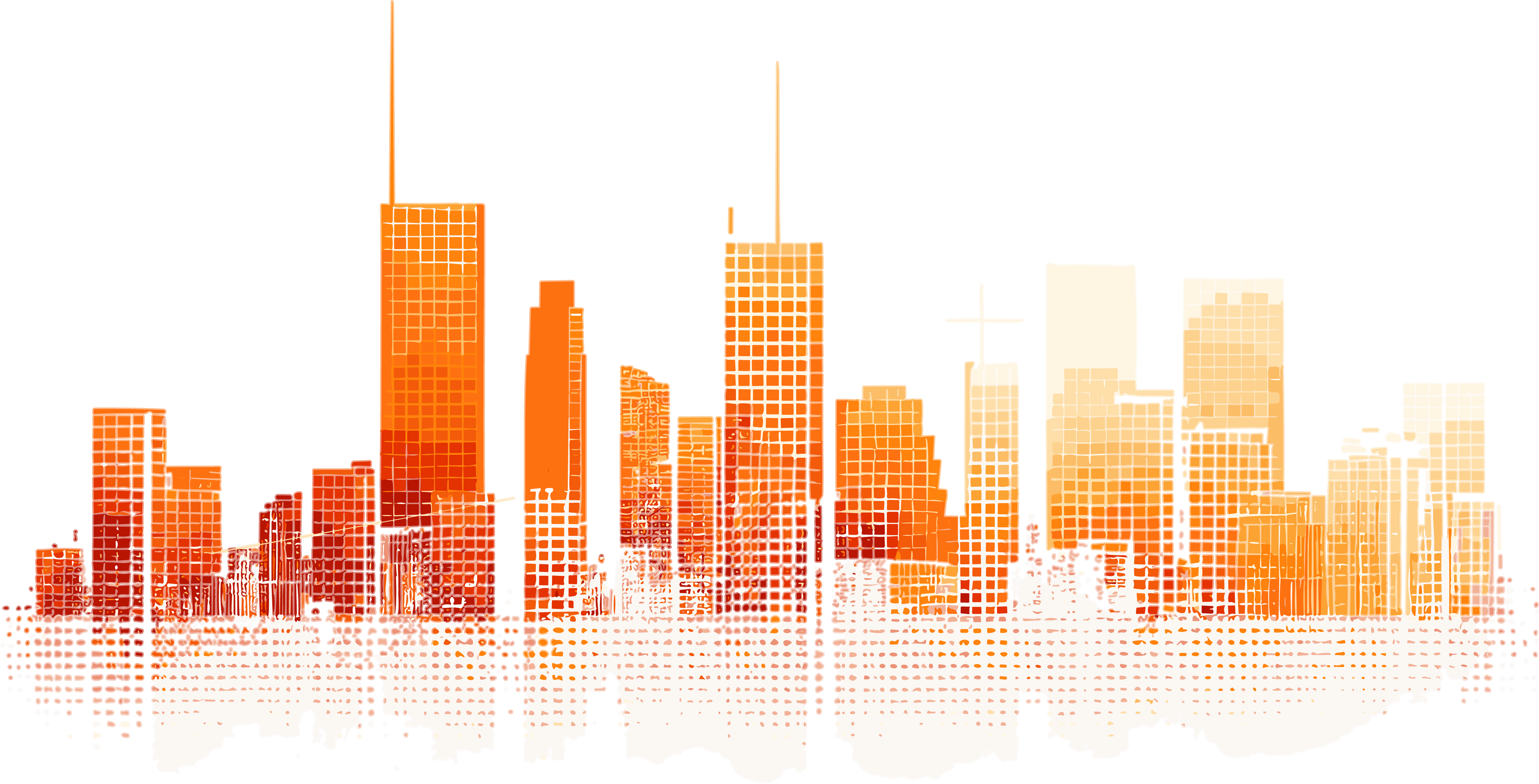 White background high skyline orange-yellow dotted city building material