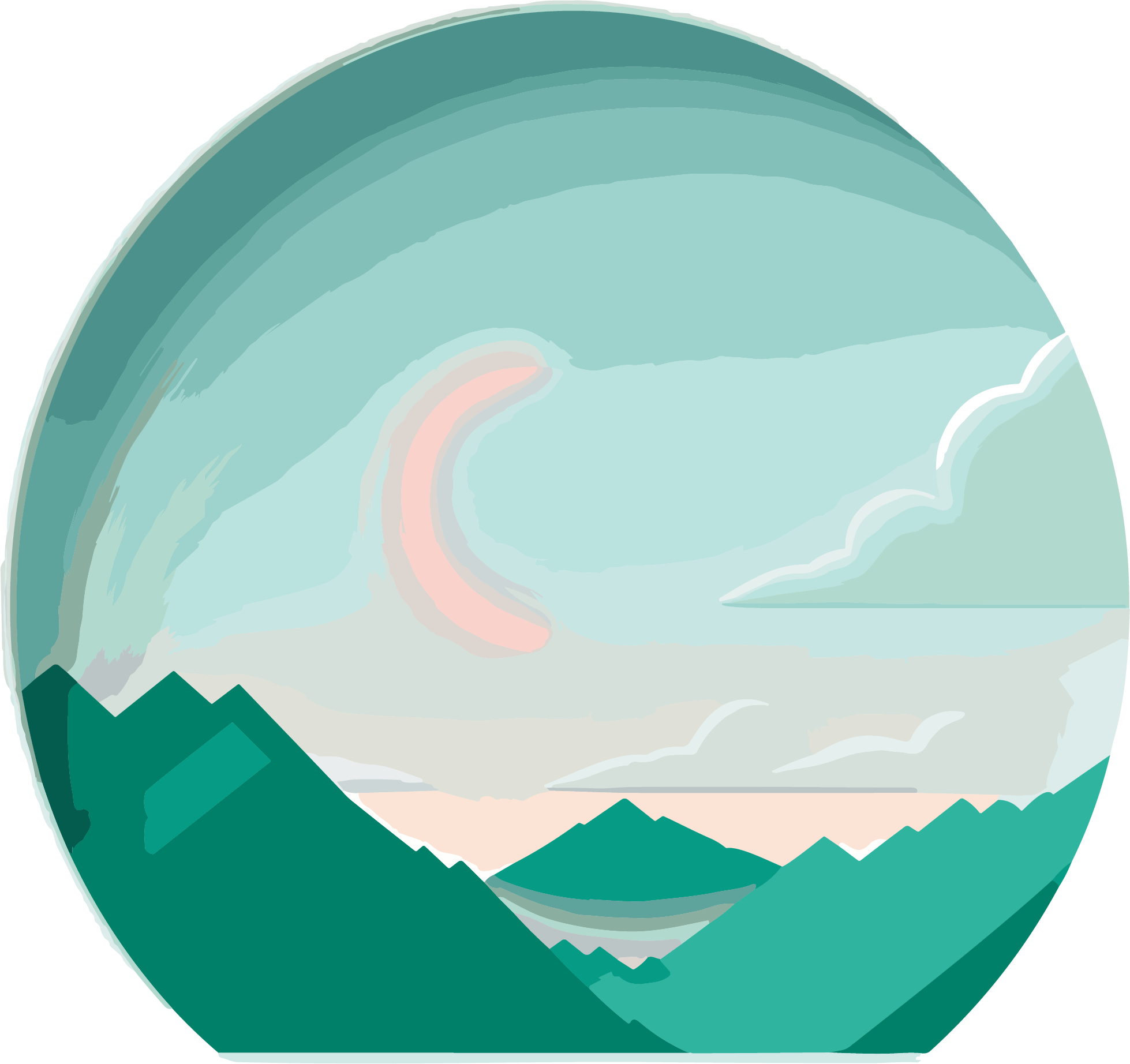 Creative design elements of white mountains and the sun