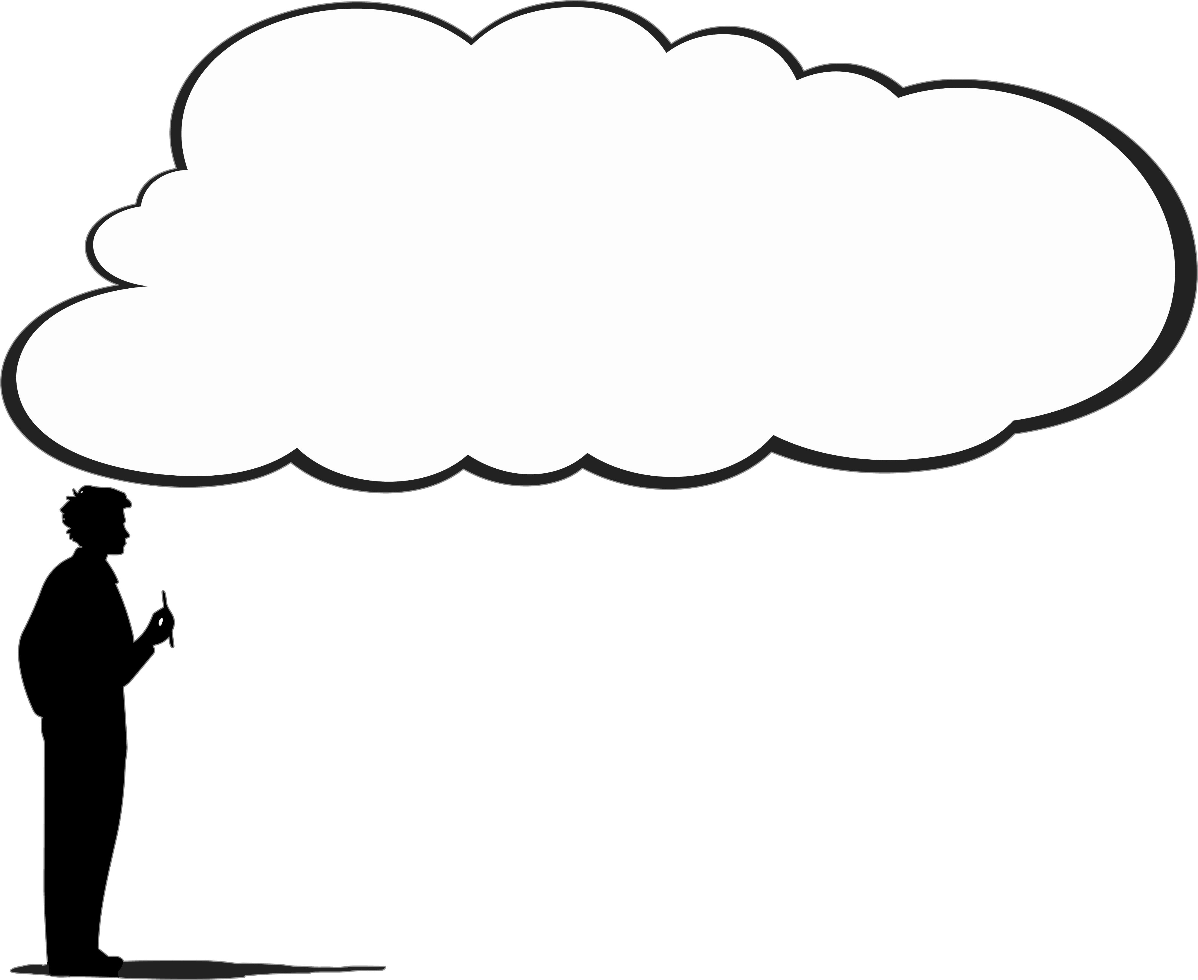 Black and white dialogue bubble silhouette graphic material with precise lines and shapes