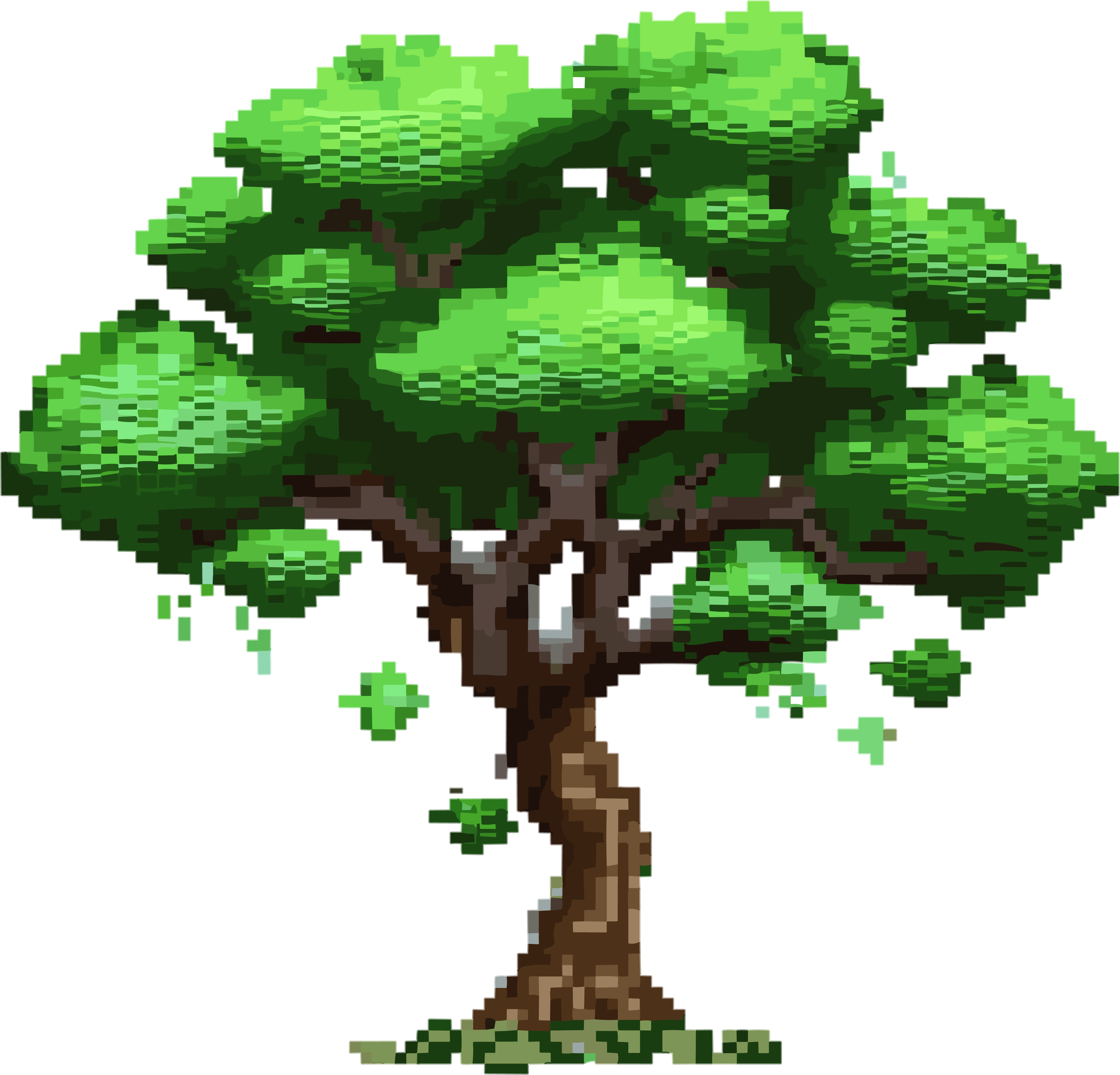 Tree-shaped pixel art materials in computer games