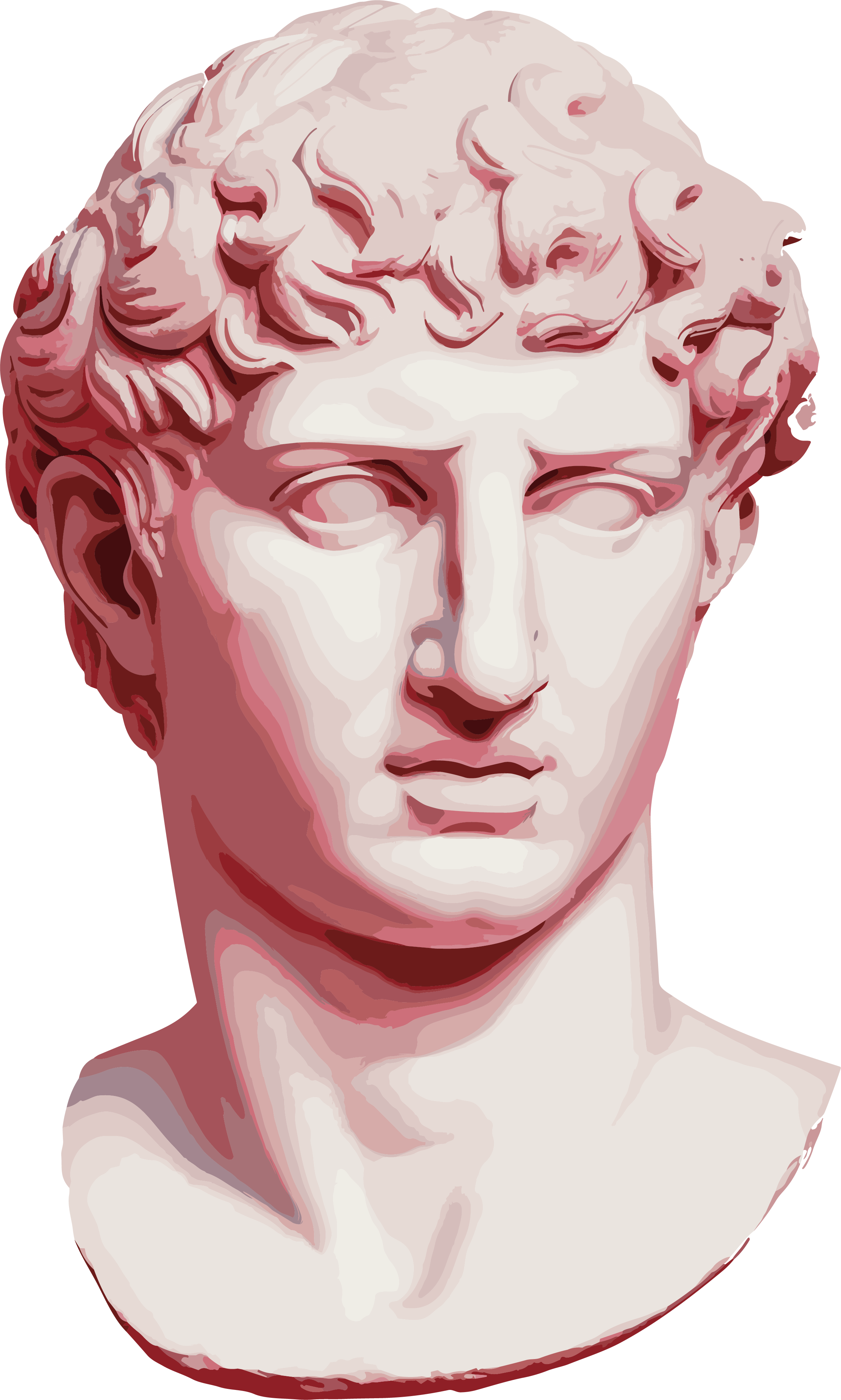 Ancient Roman style pink and deep red marble Roman head material