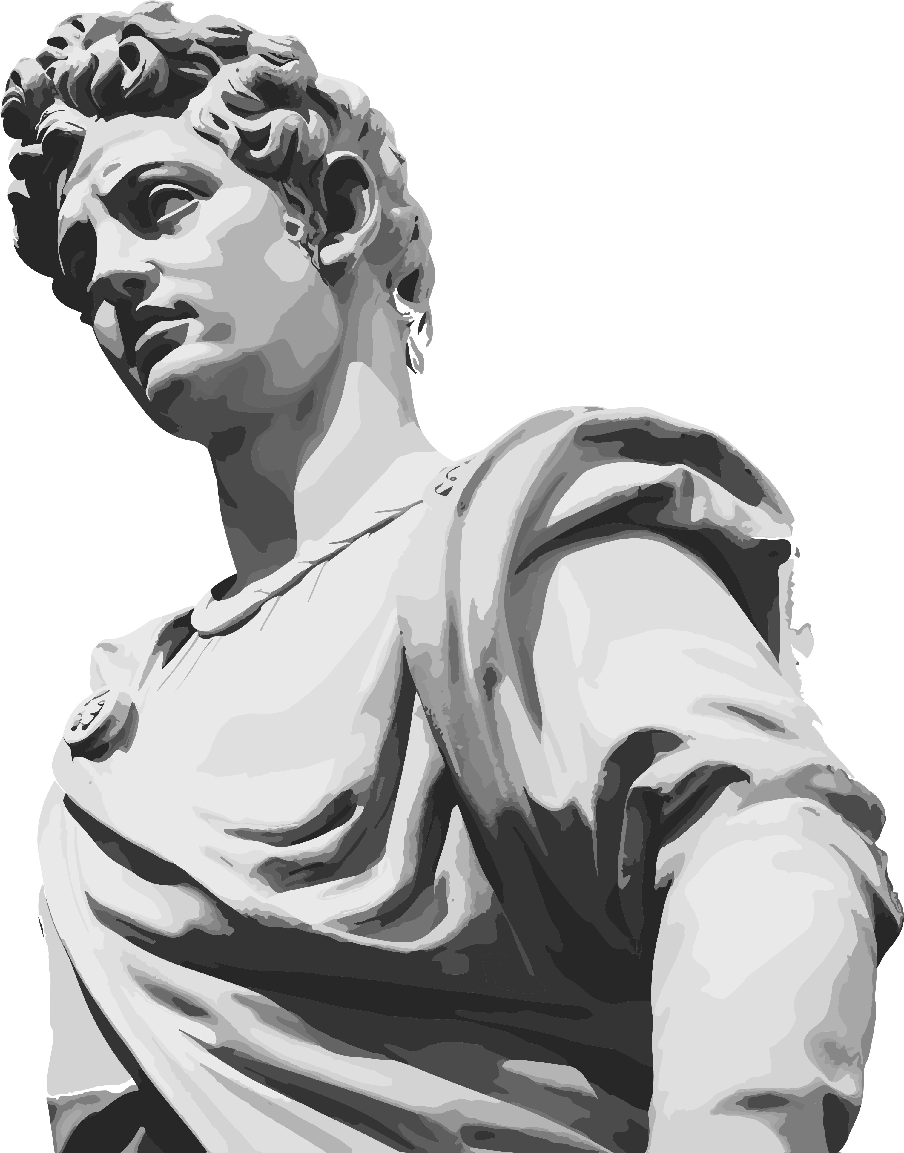 Roman-style black and white man sculpture