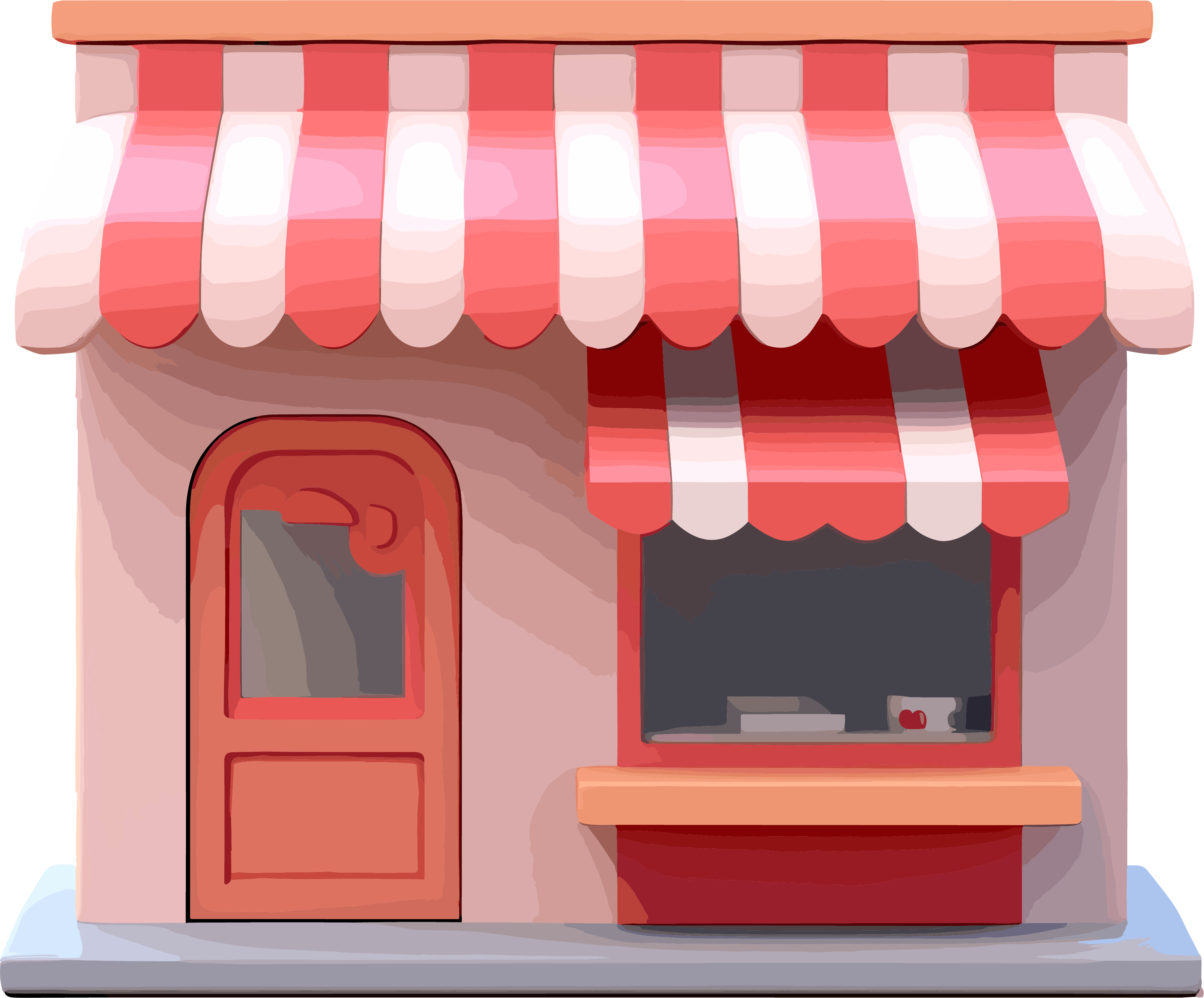 3D rendering element of a creative color block shop with an awning