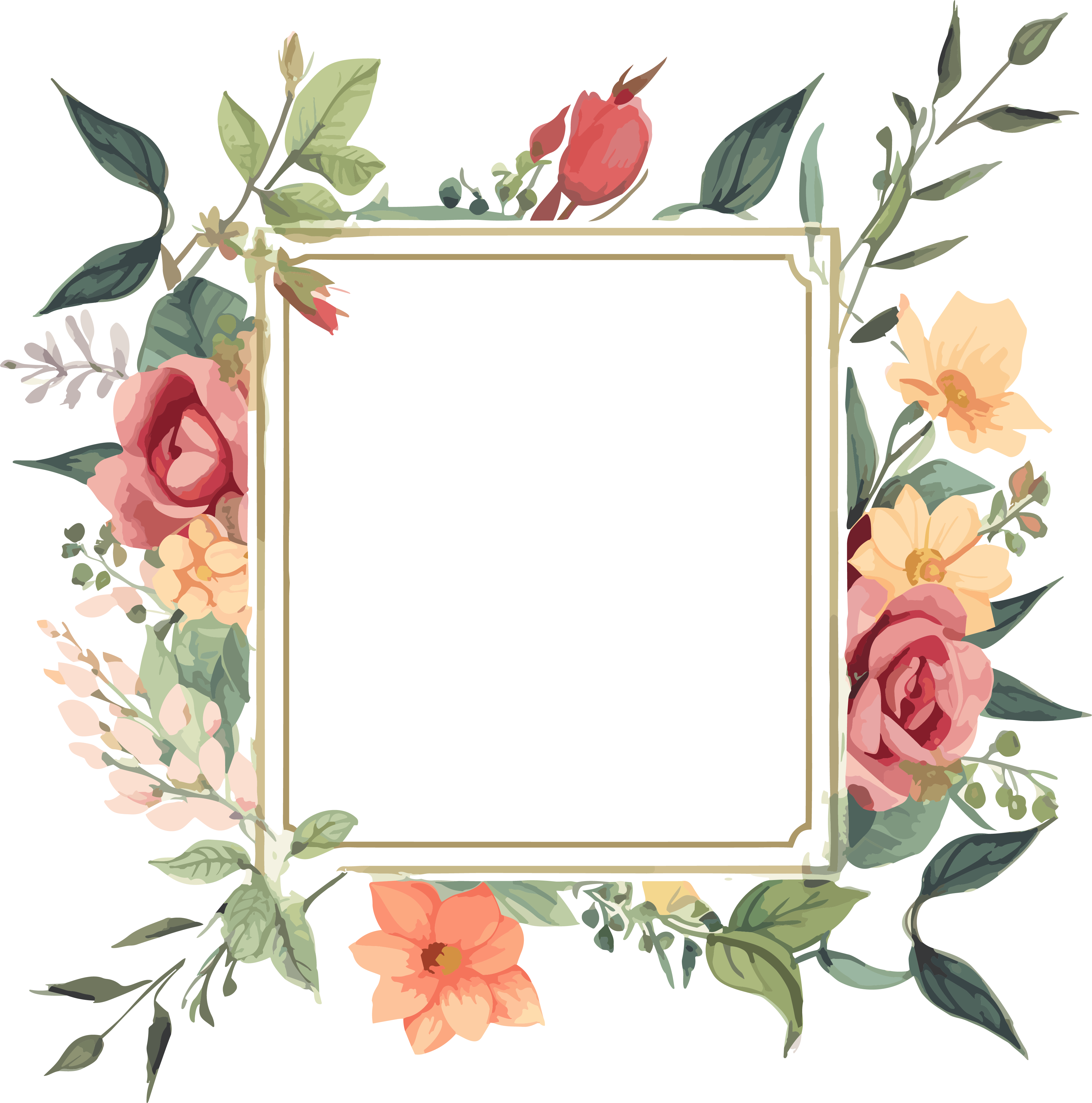 Fresh and Simple Flower Plant Border PNG Material