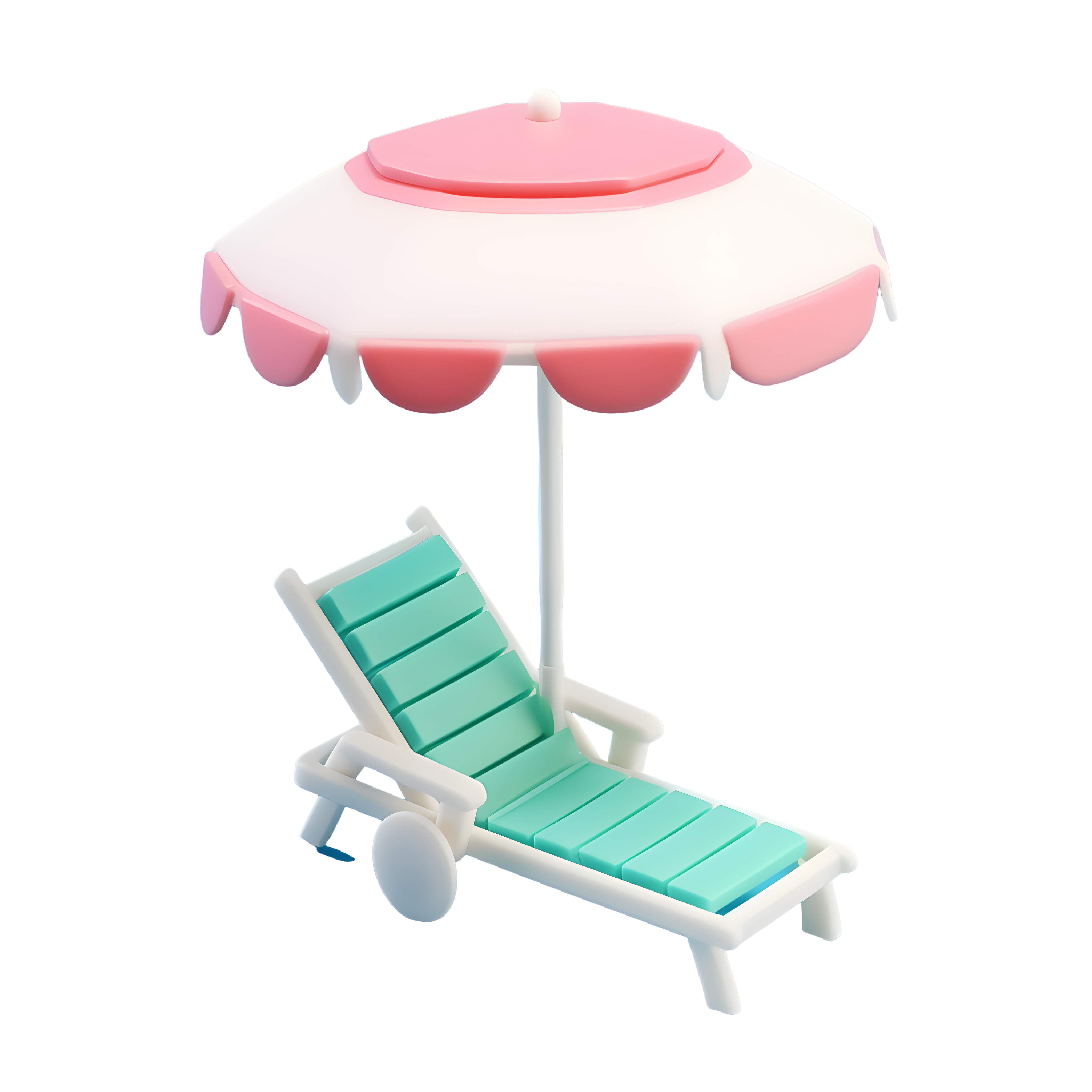 Soft-toned toy beach chair with umbrella elements