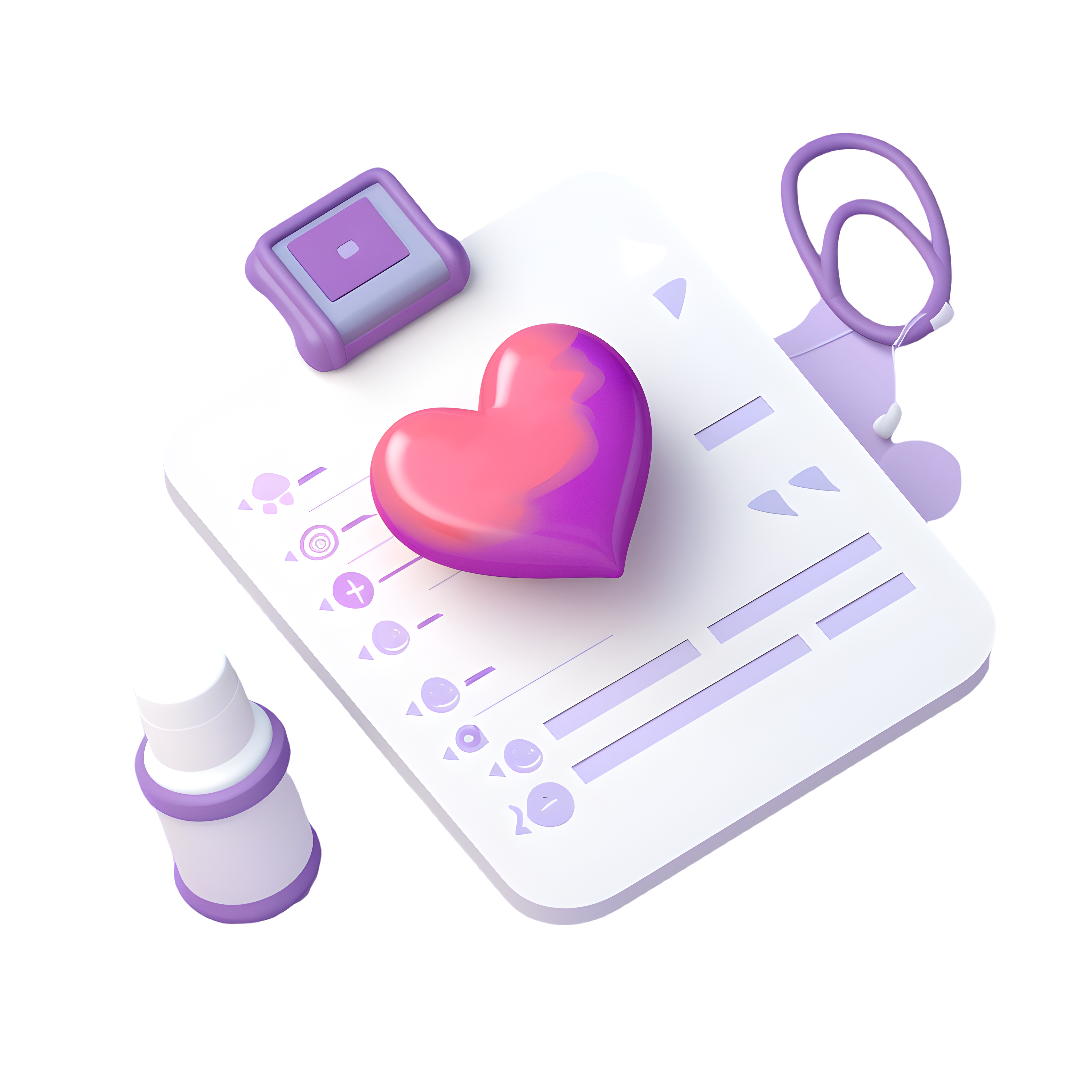 High-definition illustration design material of medical heart and pills with transparent background