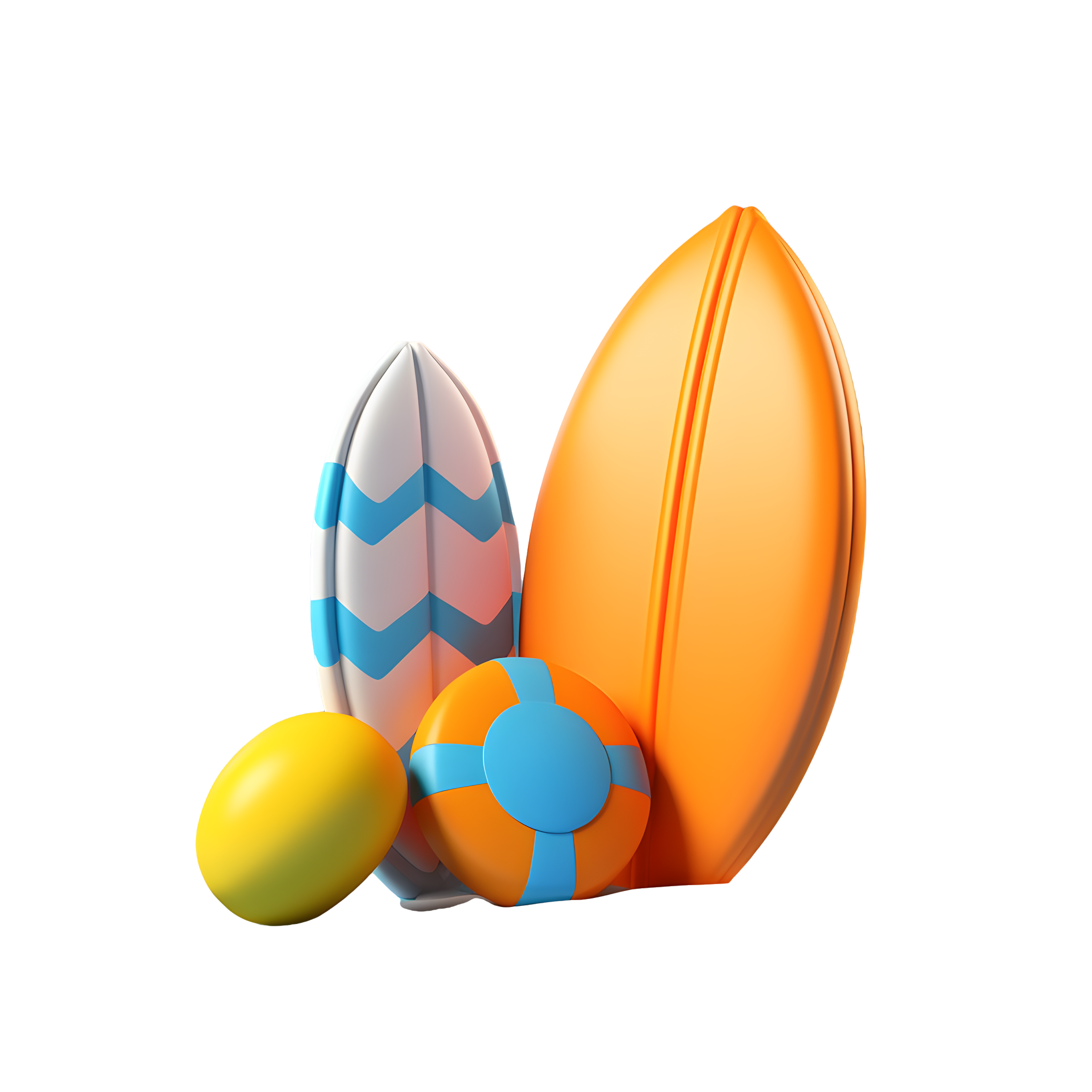 Surfboards, life jackets, and orange ball creative design commercial PNG graphic materials