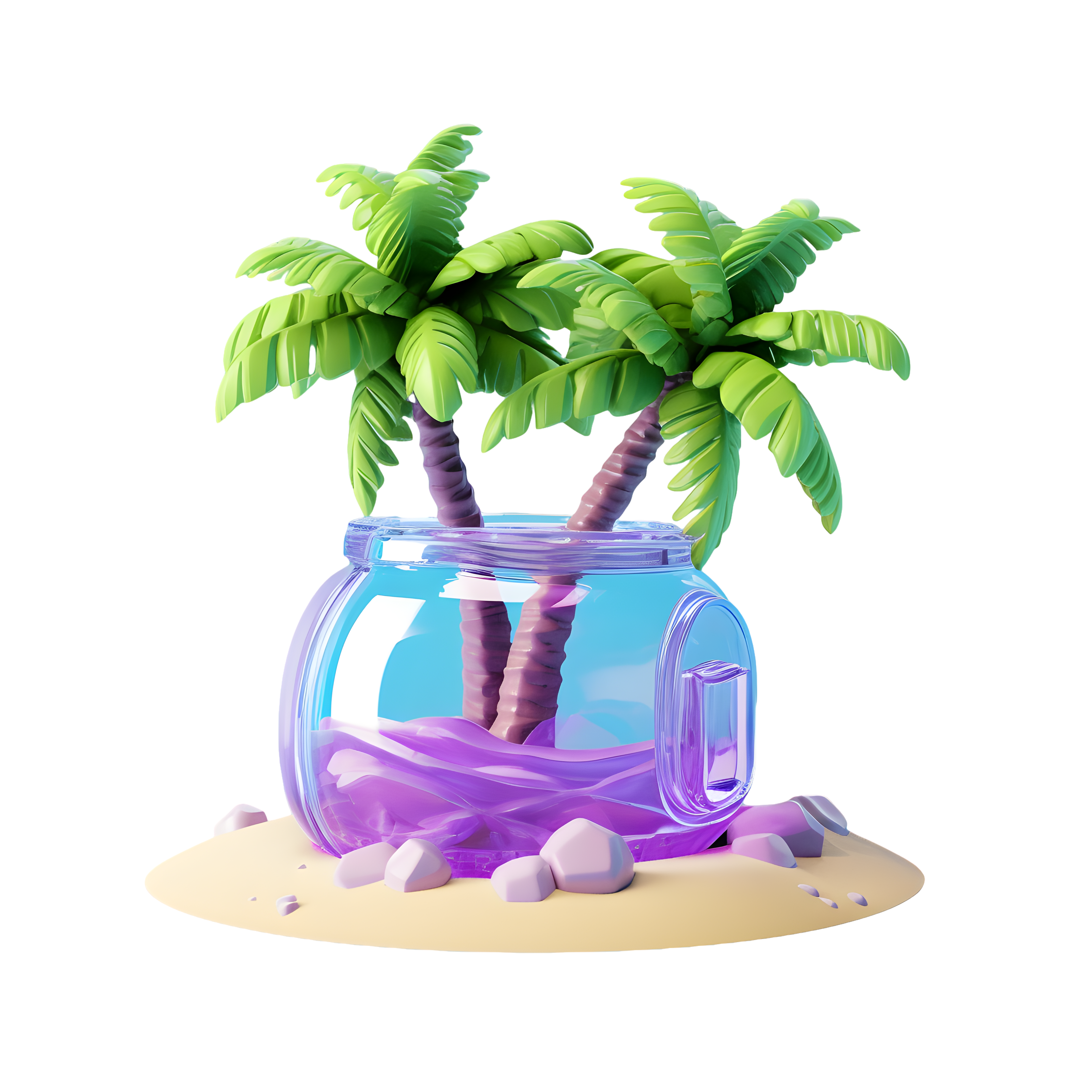 Tropical Palm Tree 3D Toy PNG Material
