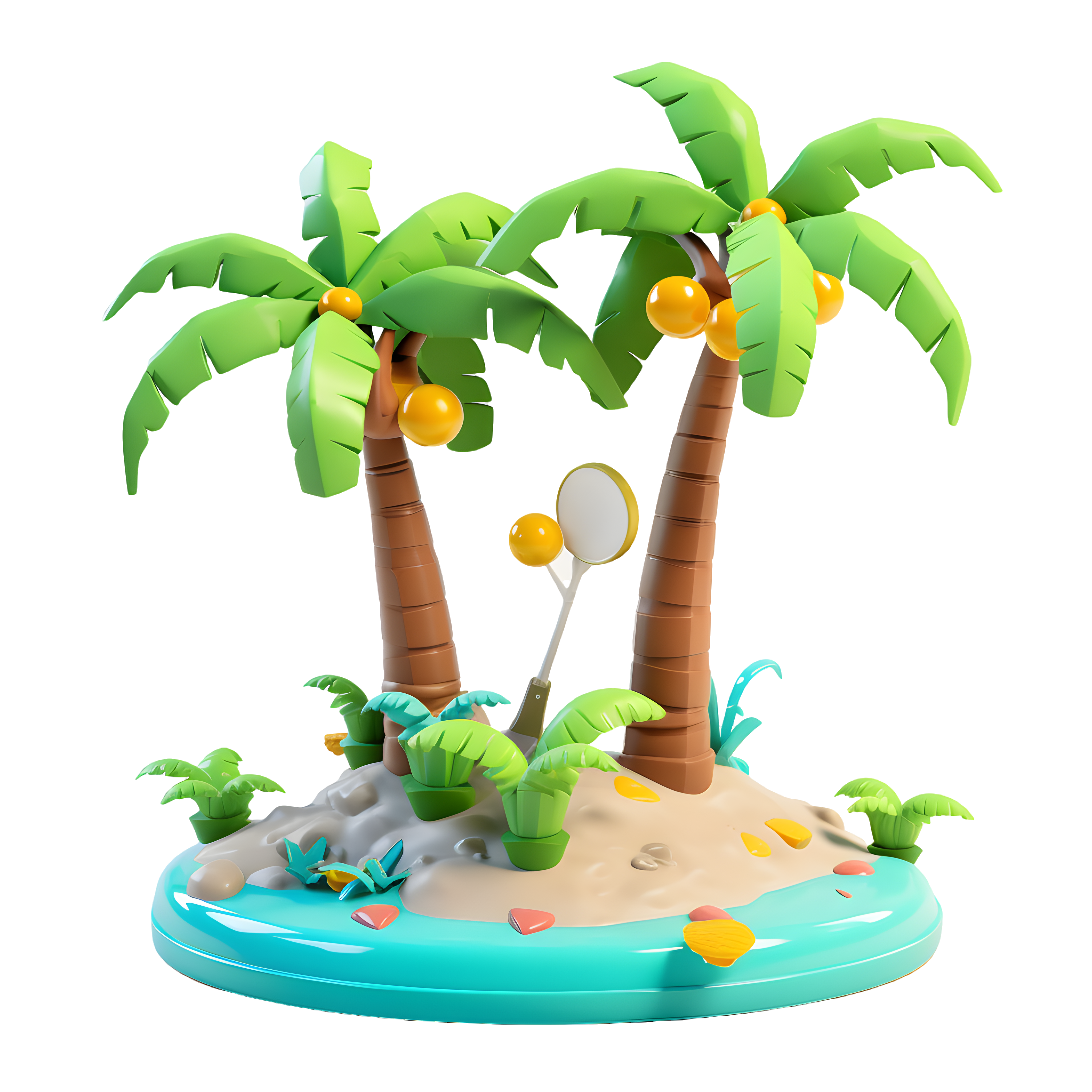 Cartoon toy tropical style palm tree illustration material