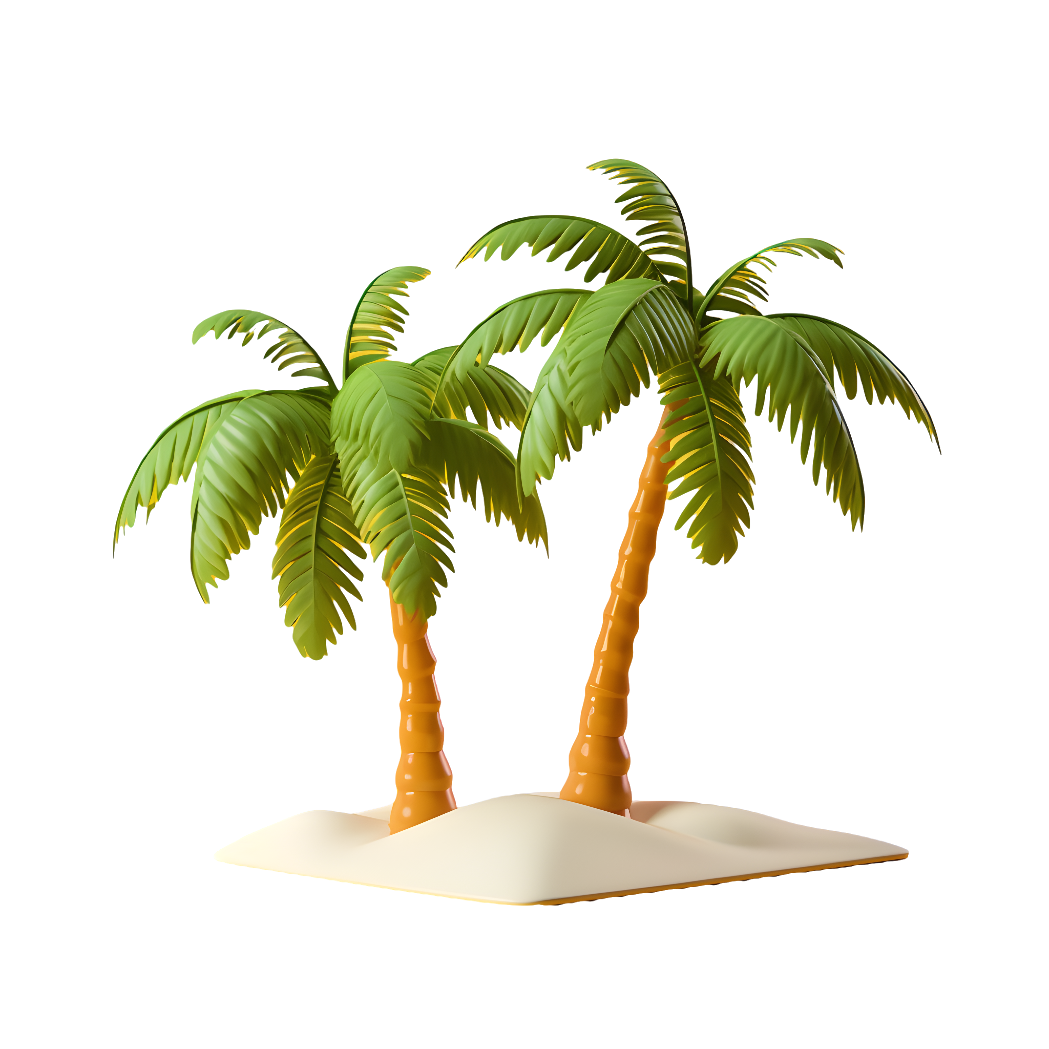 Double palm tree transparent background graphic material