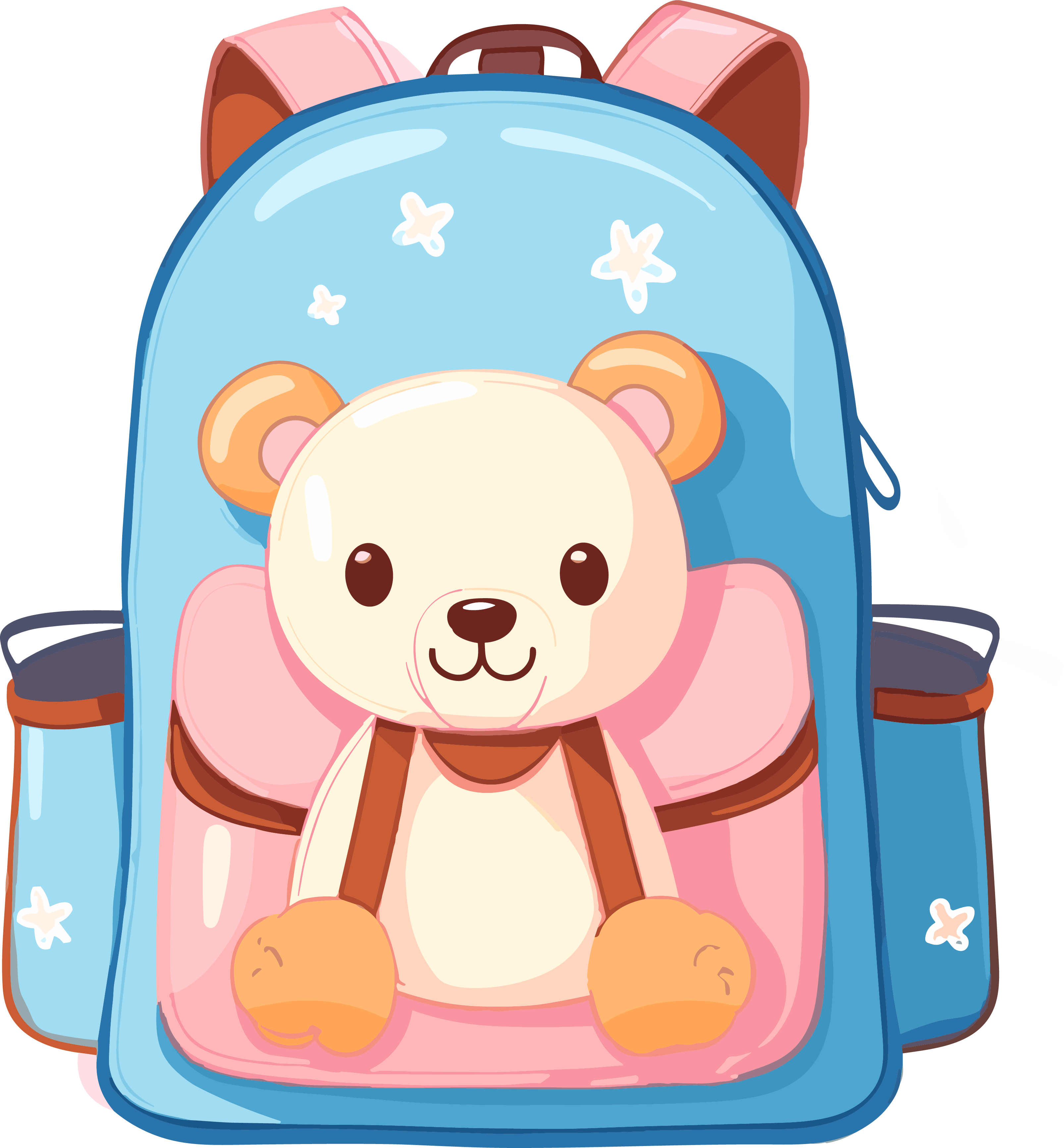 Cute cartoon teddy bear student backpack transparent background element