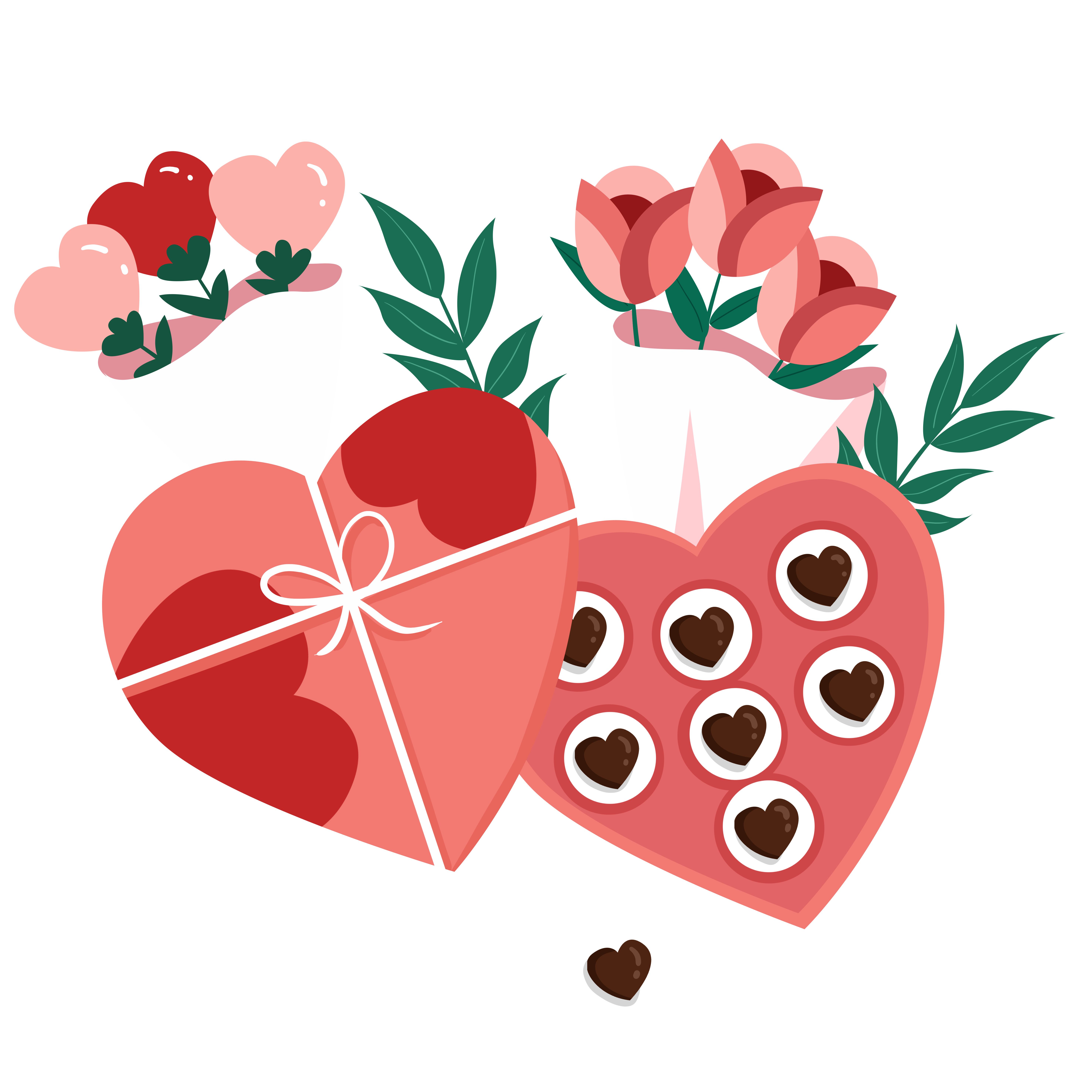 Hand-drawn Qixi Valentine's Day heart-shaped chocolate PNG material