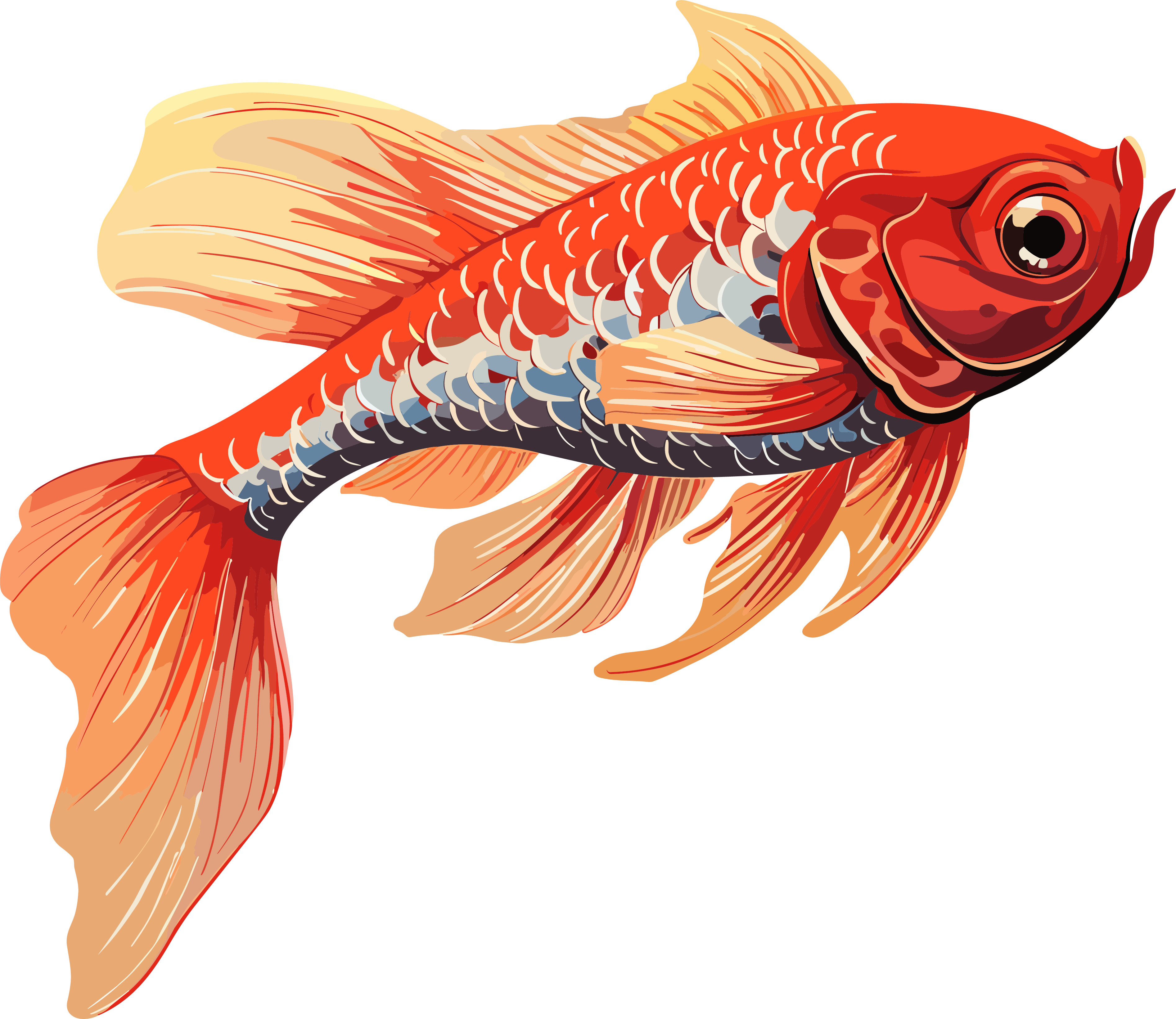 Commercially usable red koi illustration design