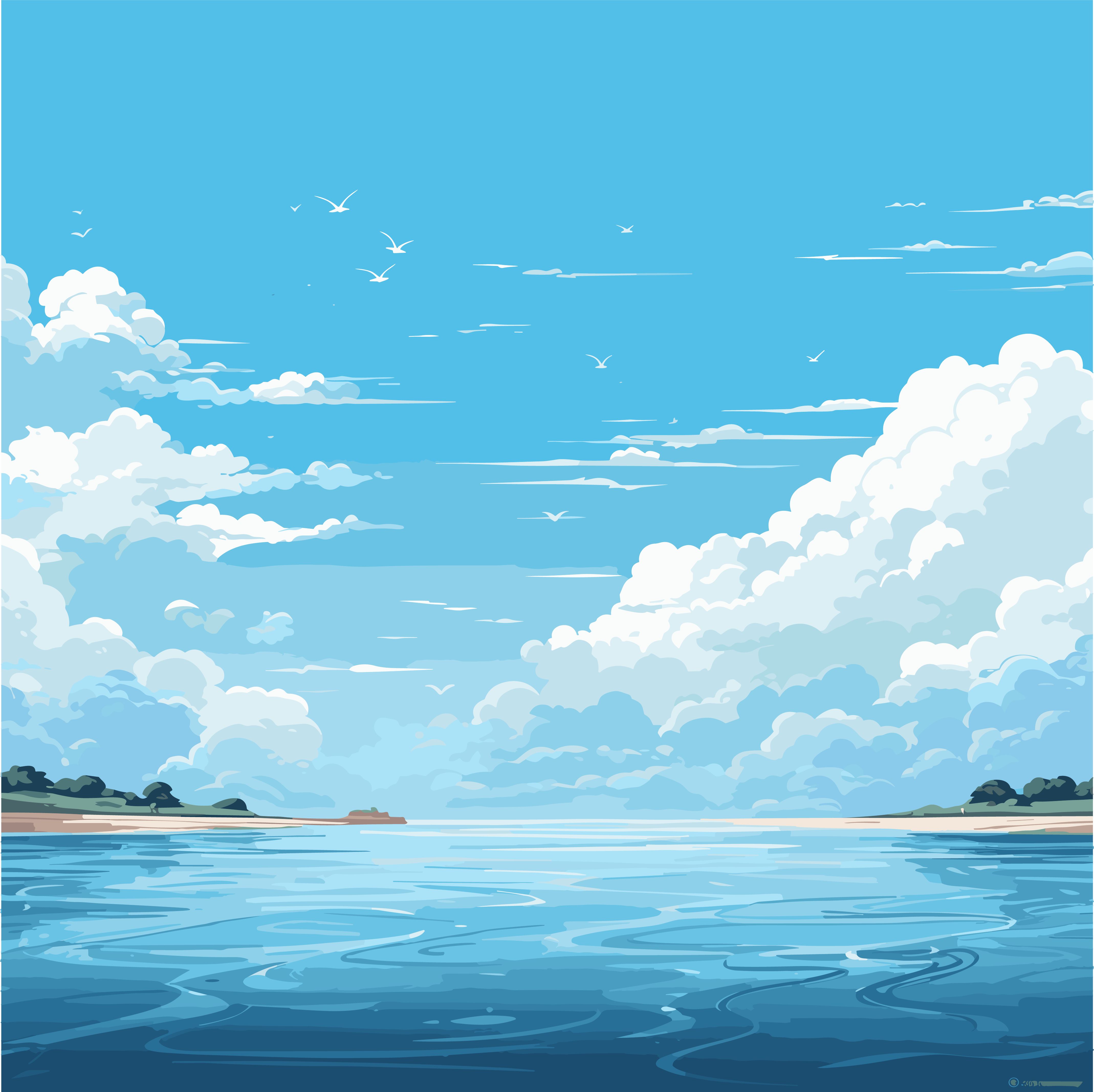 Ocean illustration vector material