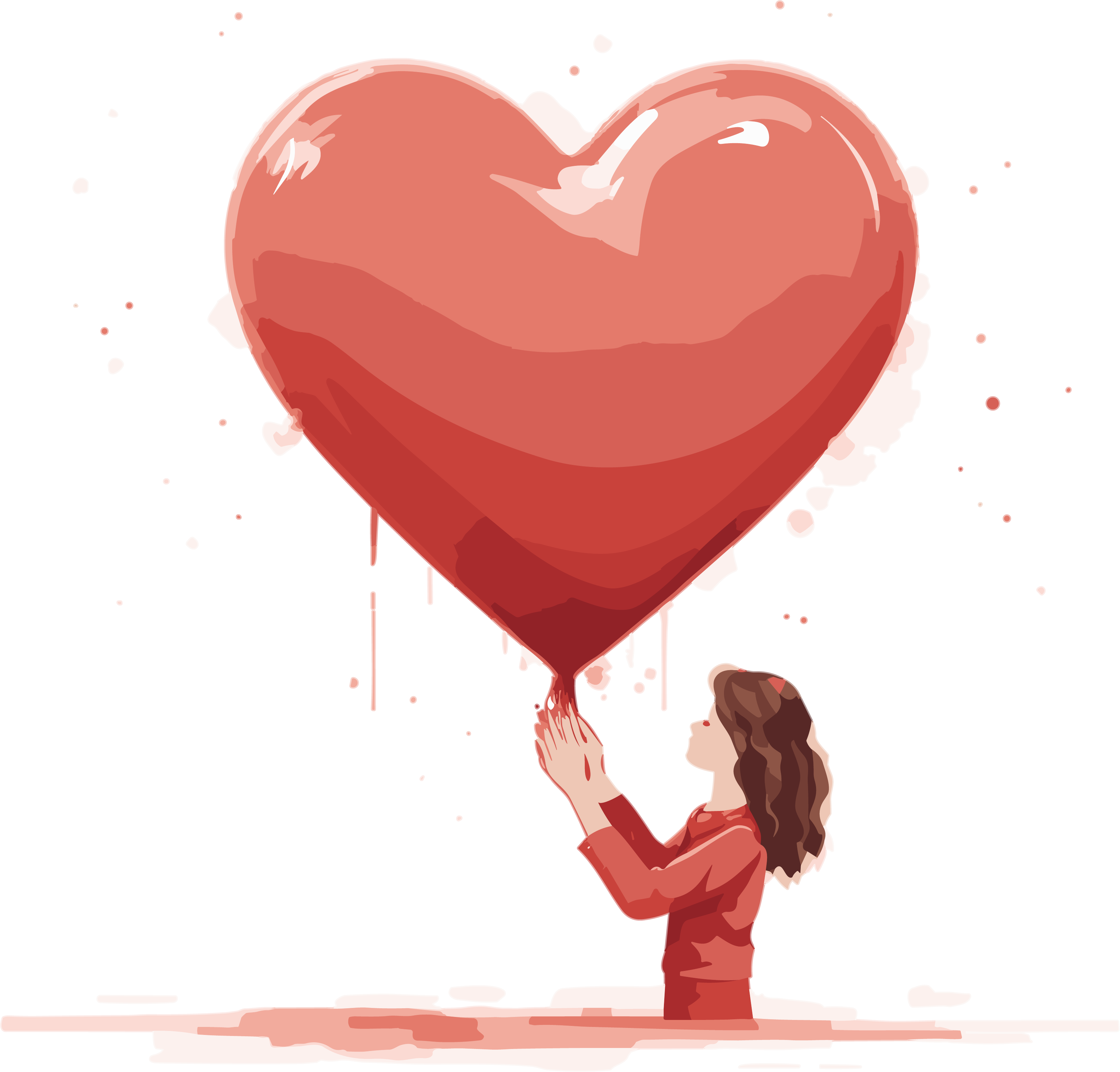 Transparent background red heart illustration design element