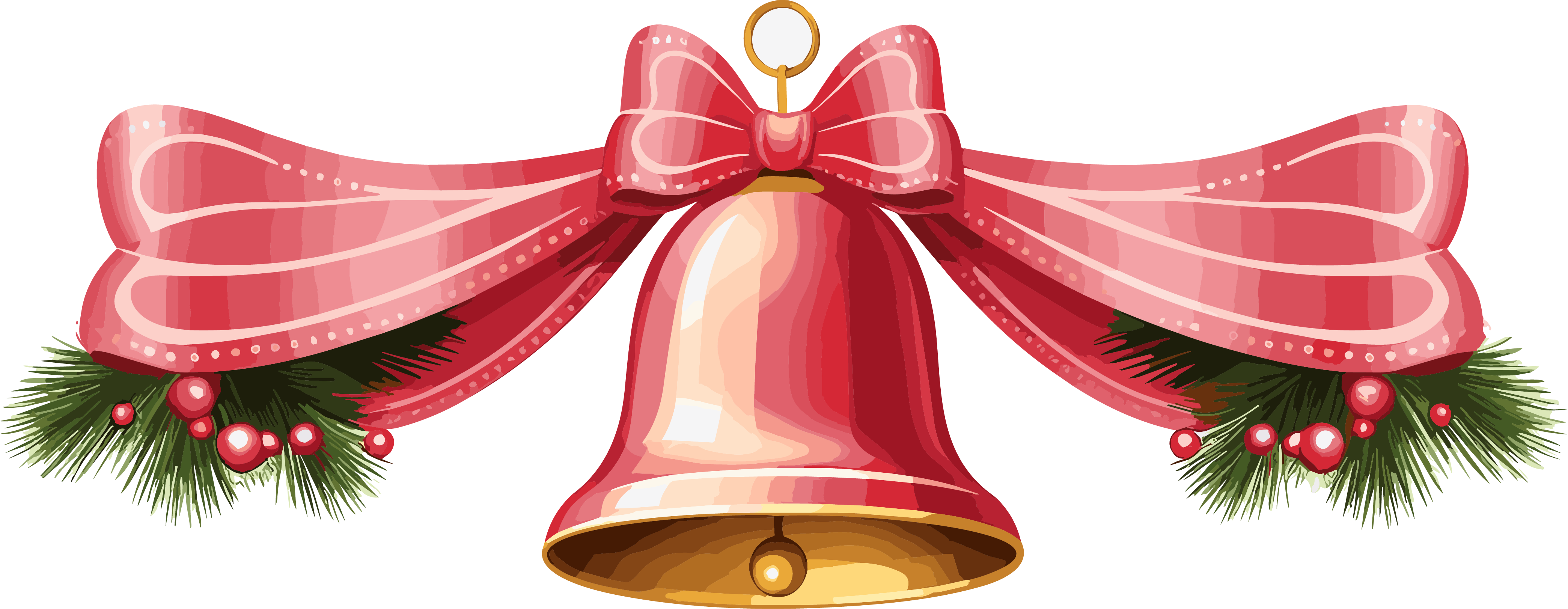 Christmas bell decoration pink flat illustration