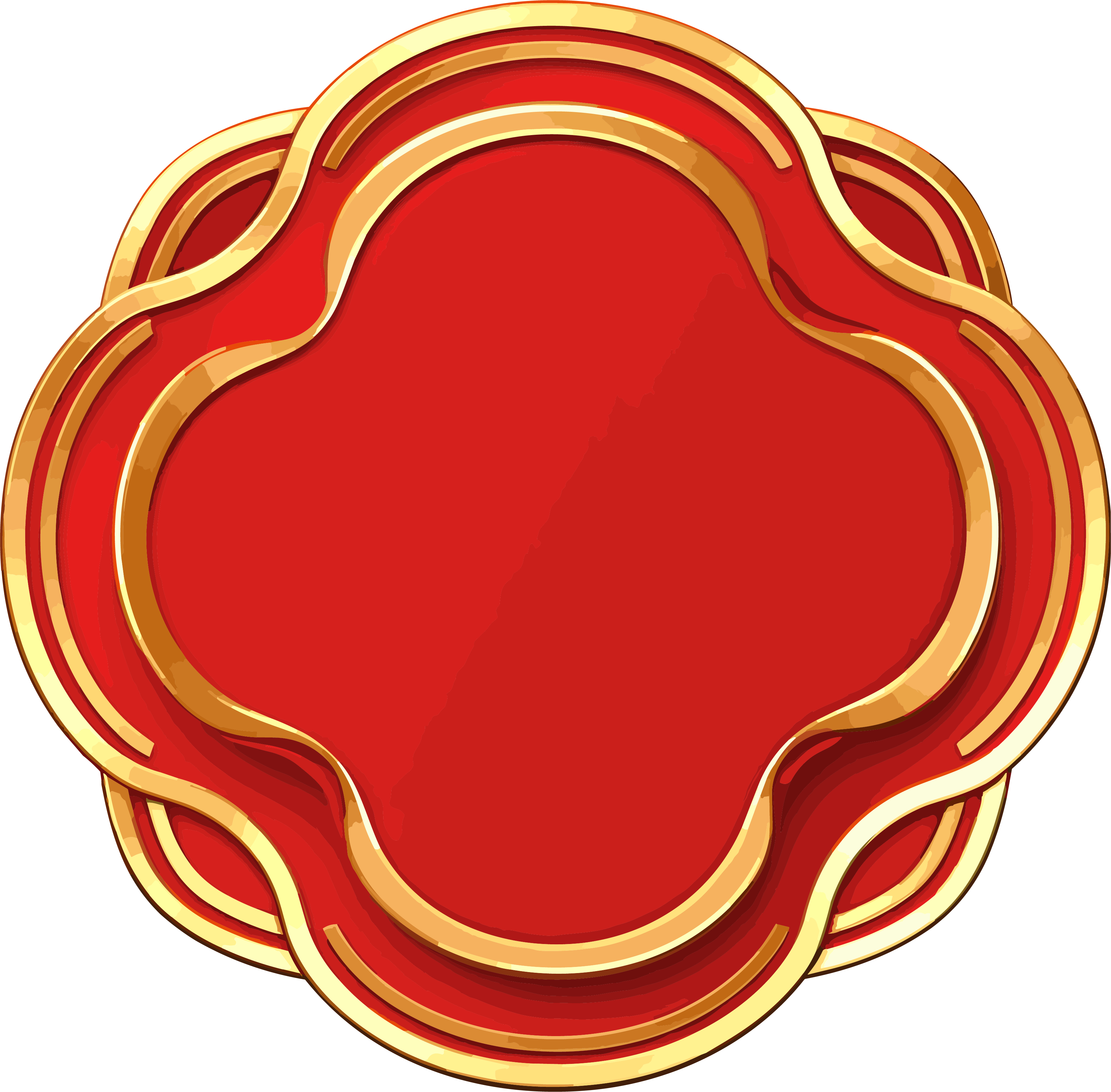 Elegant curved red round gold round label