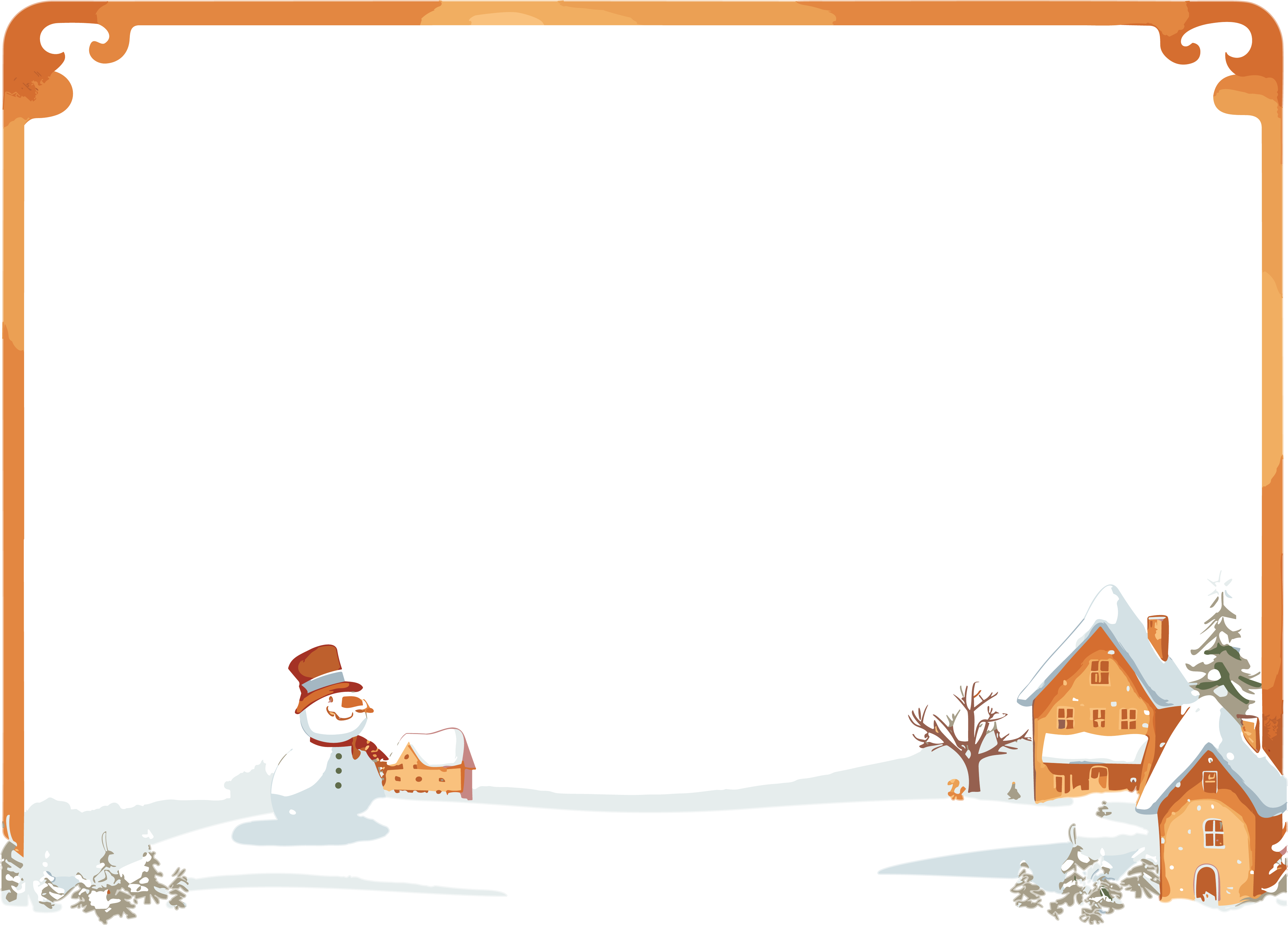 Christmas white amber website background with snowman and house