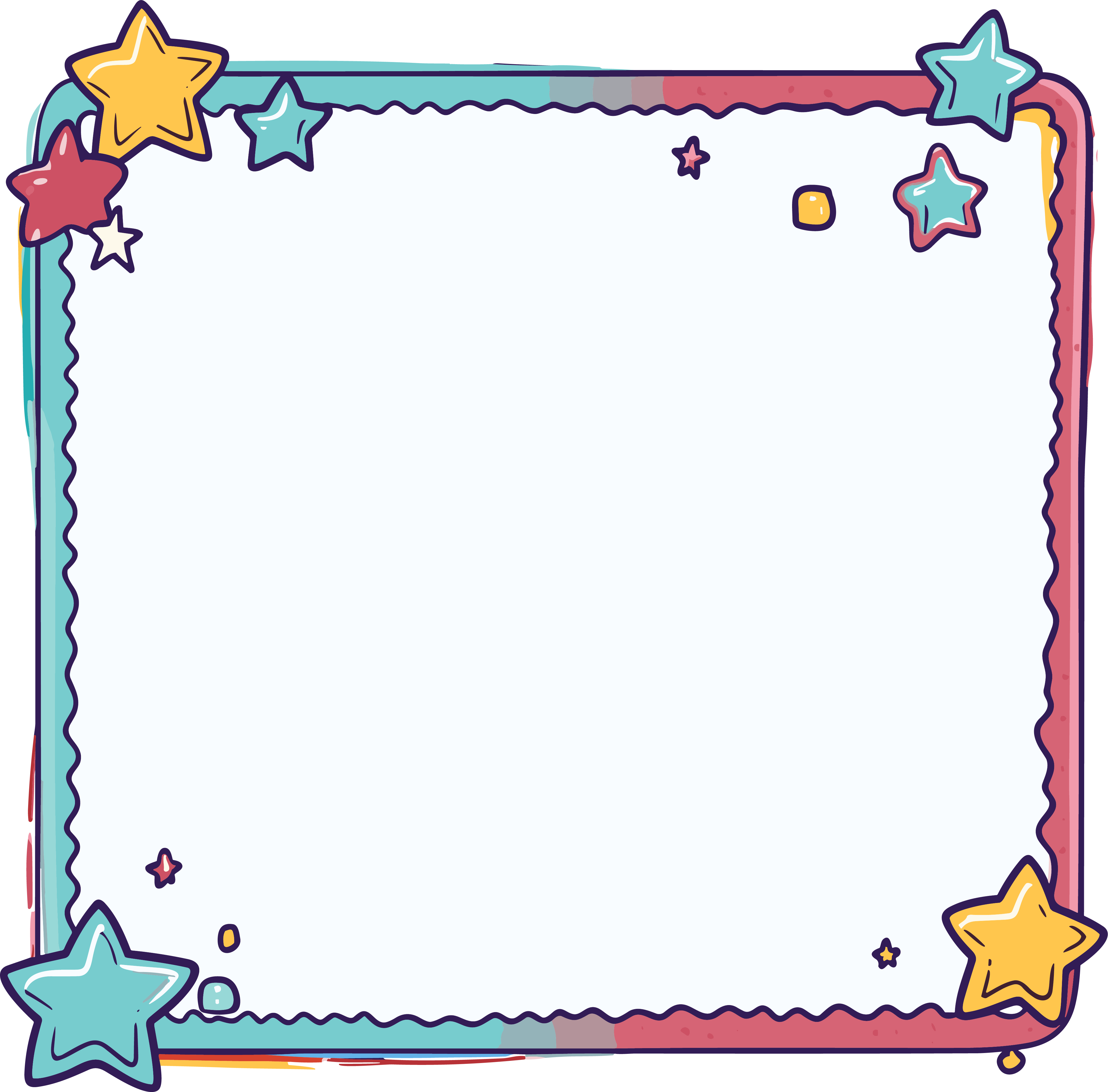 Kawaii comic style frame with star pattern, commercial use PNG graphic material