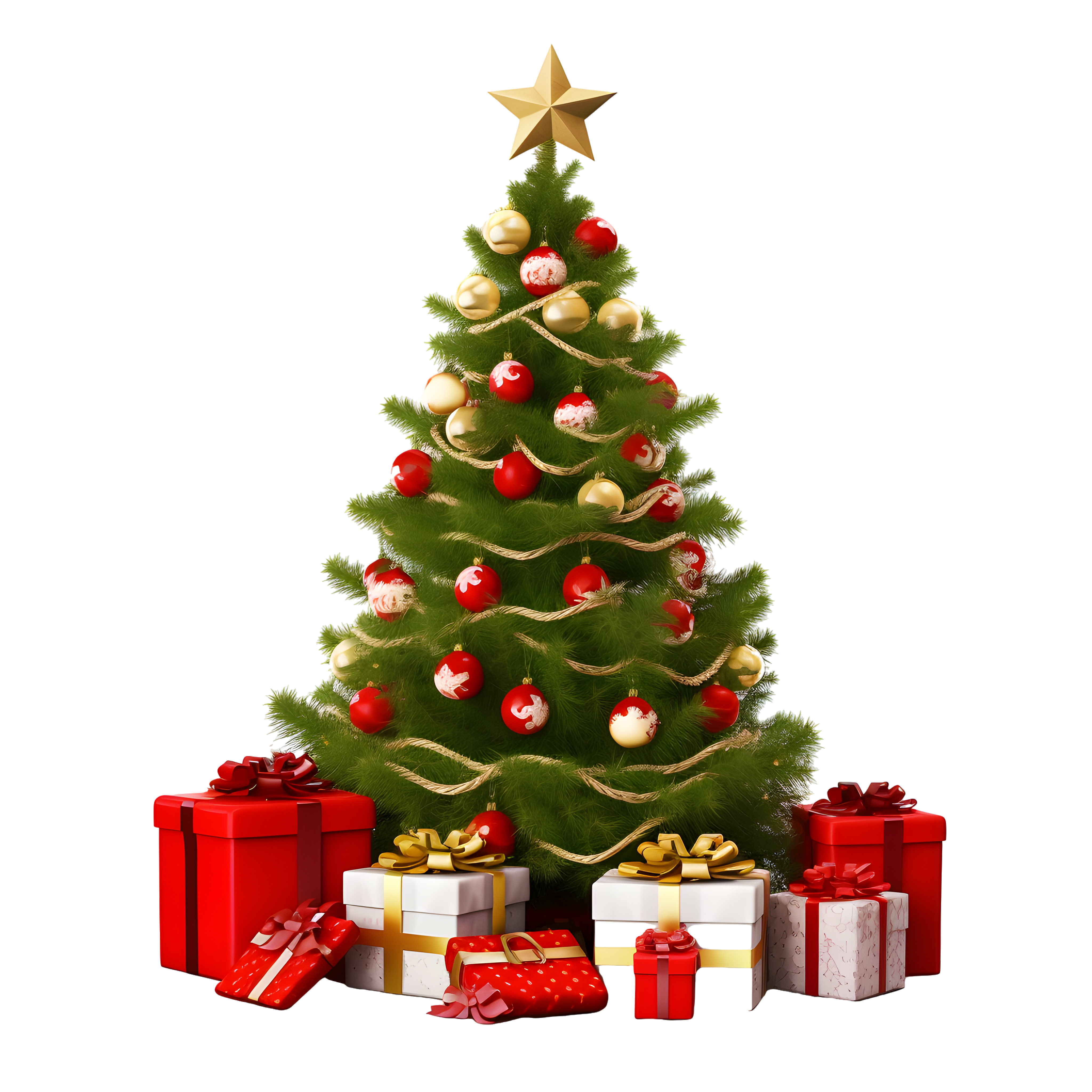 Hyper-realistic illustration design Christmas tree PNG material