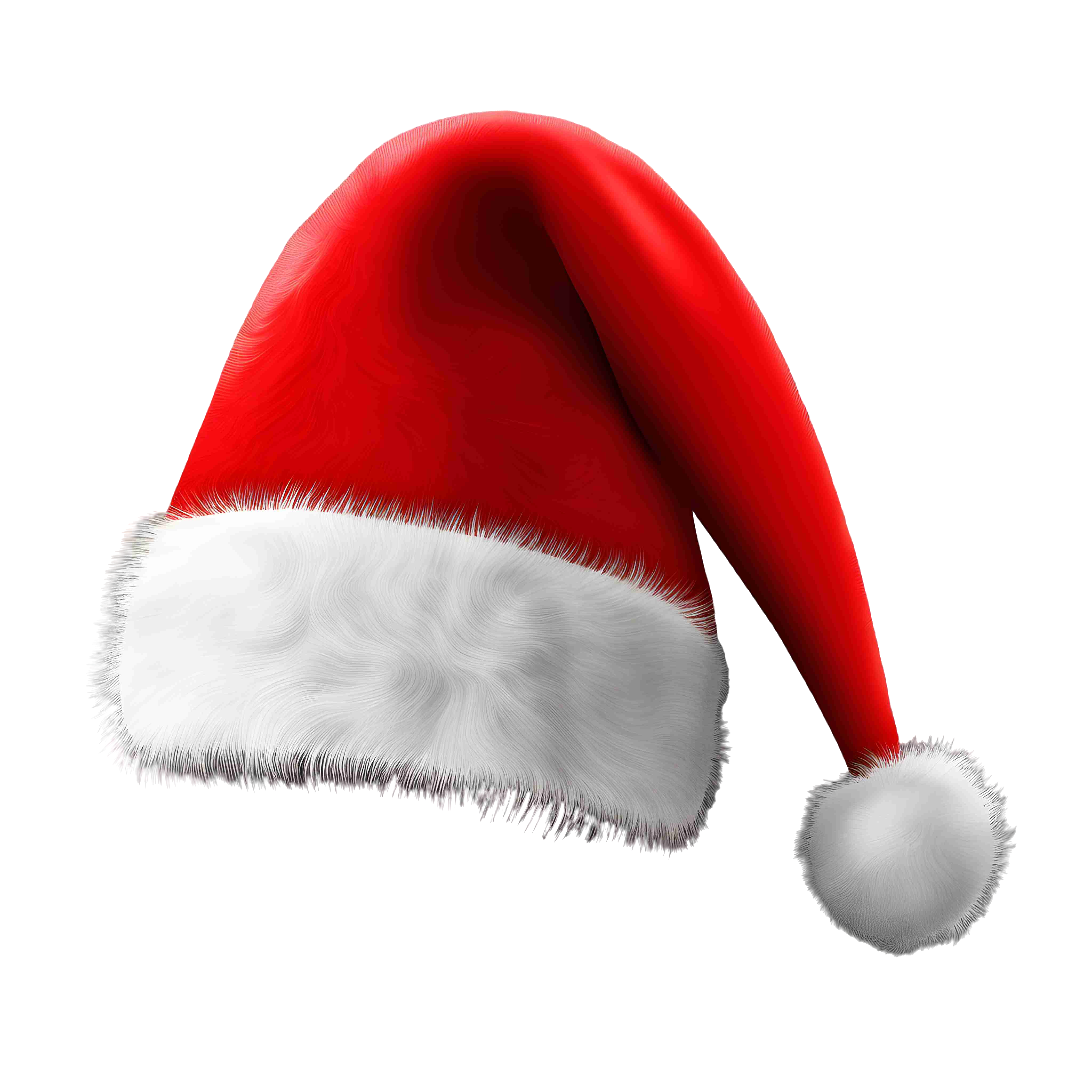 Fluffy Christmas hat illustration with transparent background