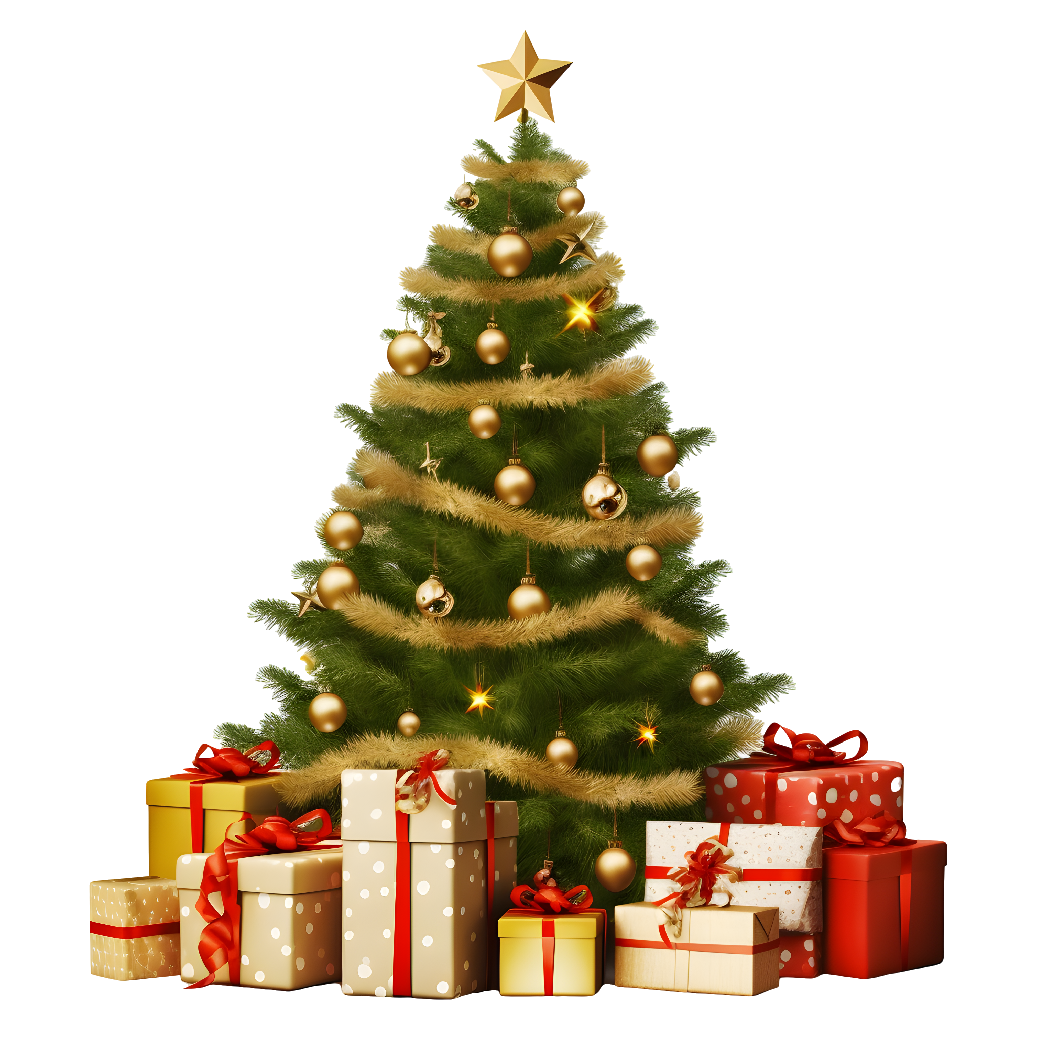 Illustration of a green Christmas tree with decorations