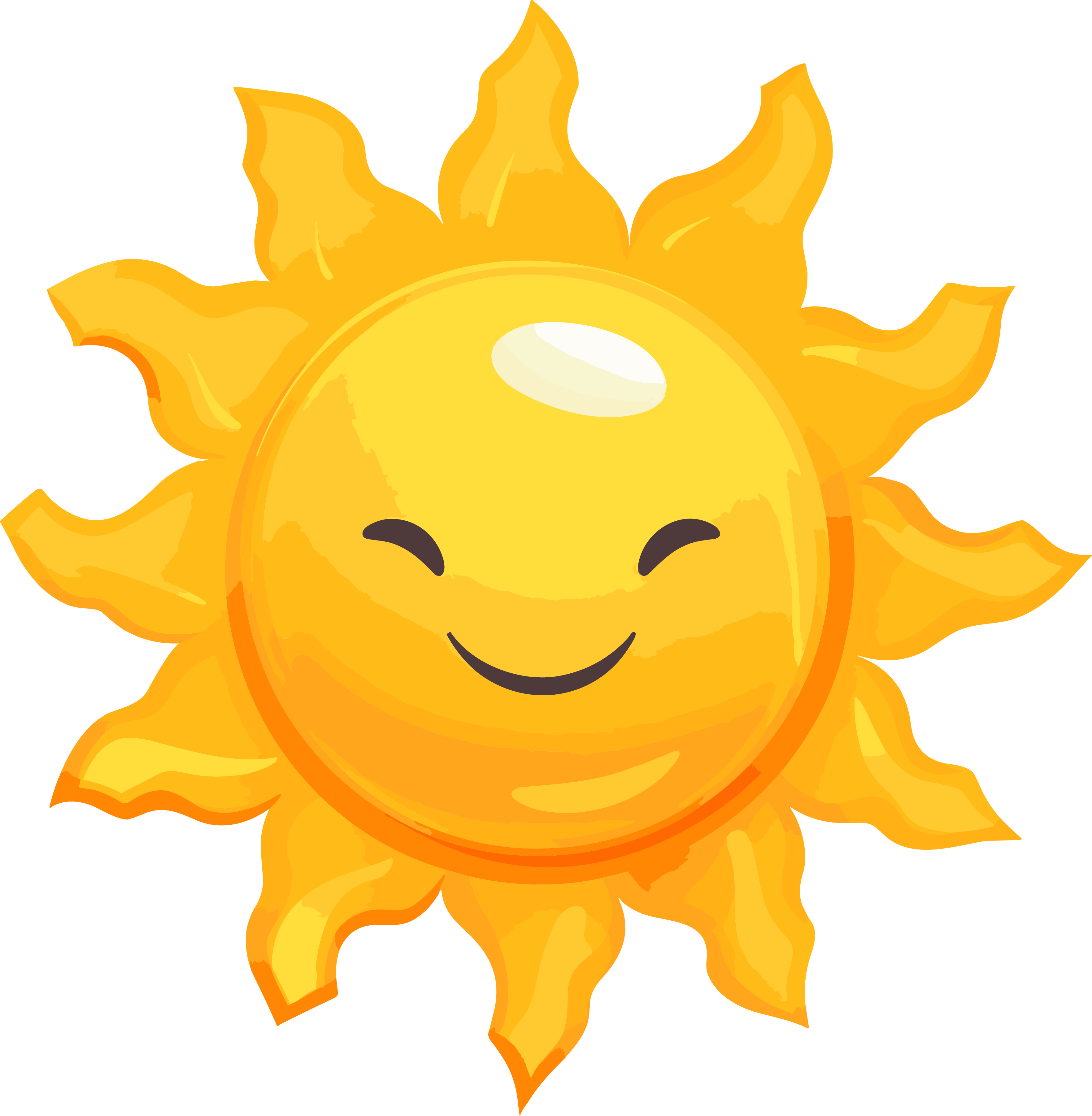 Yellow sun PNG illustration with emojis