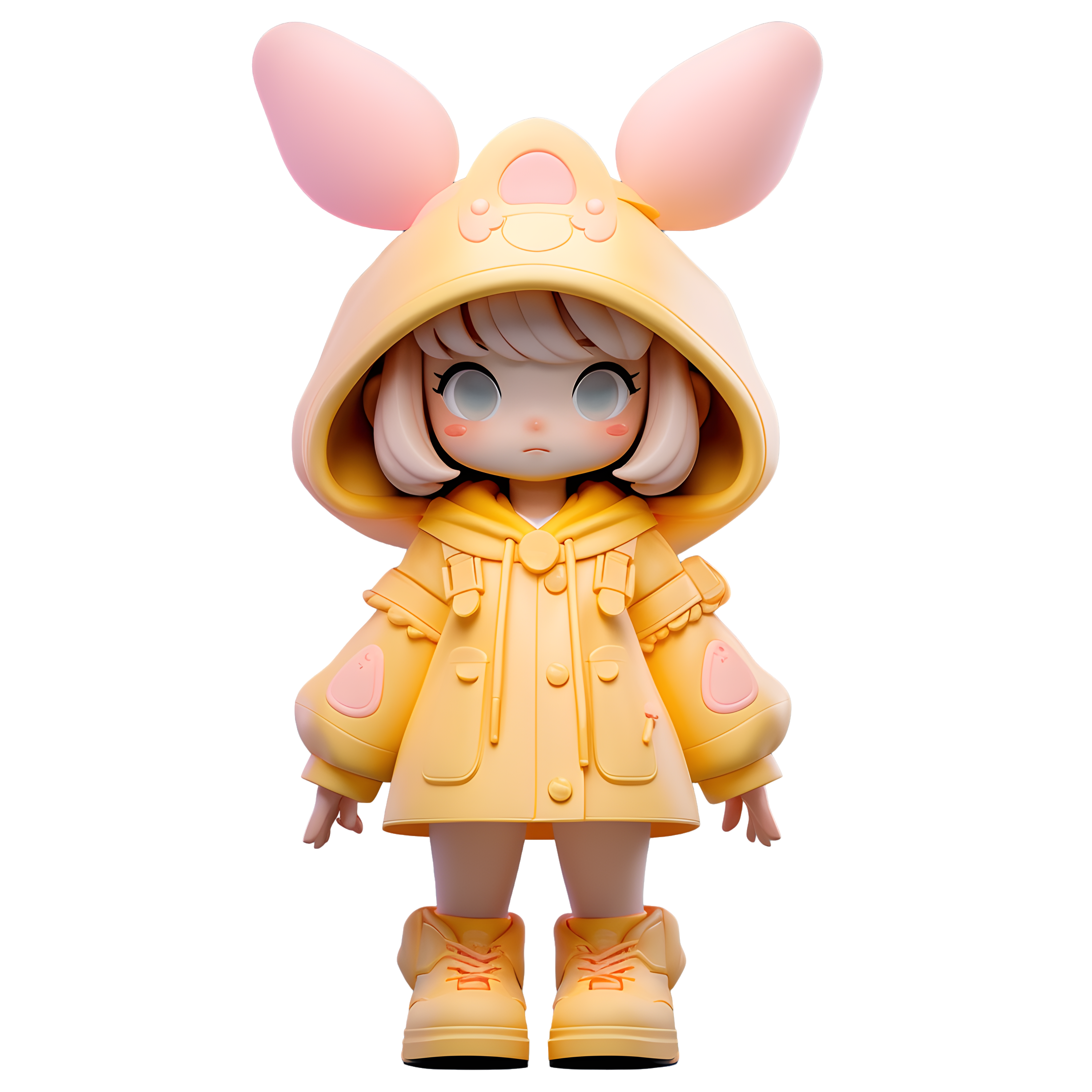 Soft and cute bunny ear hat girl blind box style elements