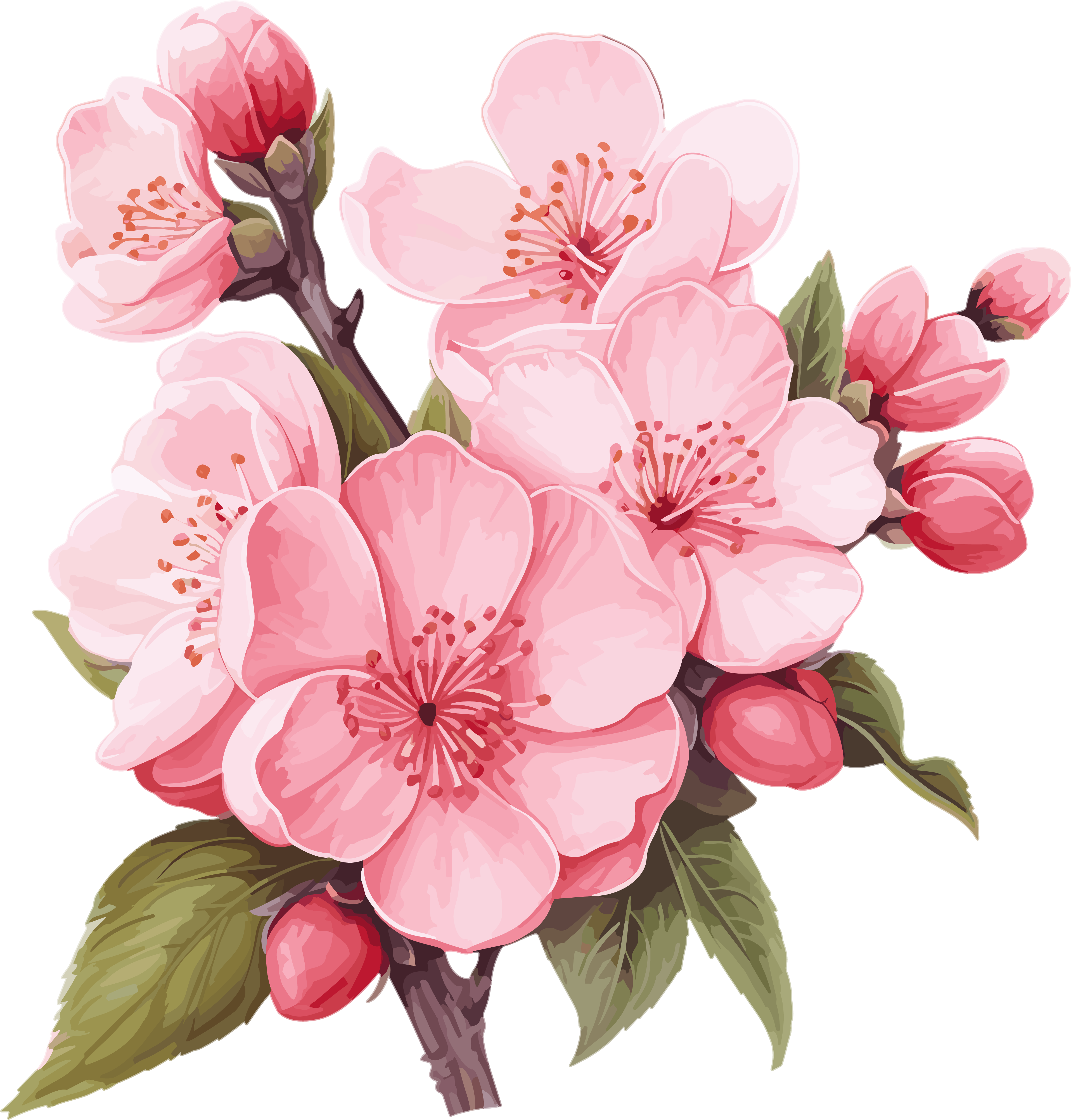 Pink flower lace and leaf vector illustration