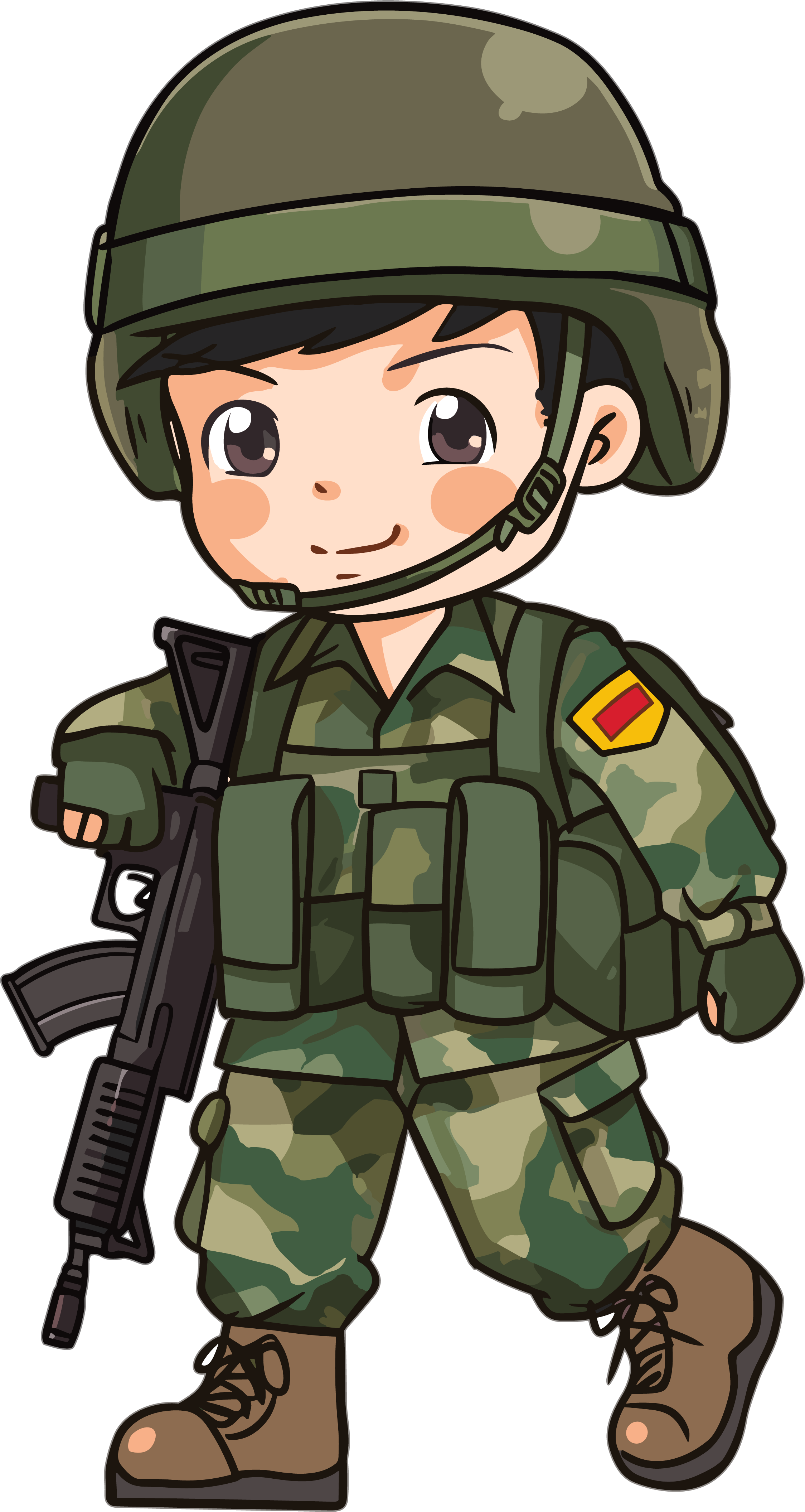 Chinese art style white background military soldier cartoon PNG material