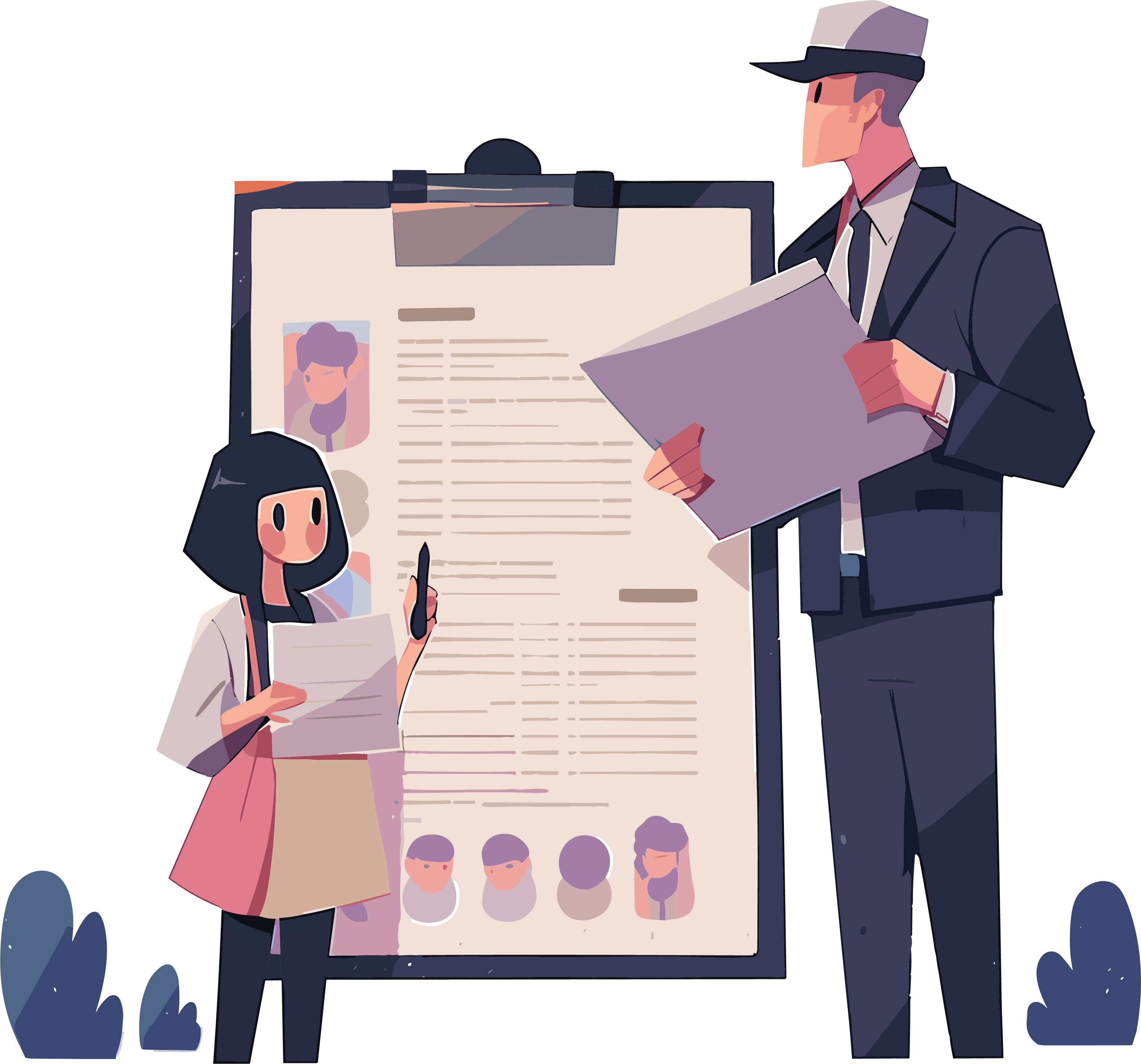 Minimalist Color Illustration Material - Transparent Background Recruitment High-Definition Graphic Design