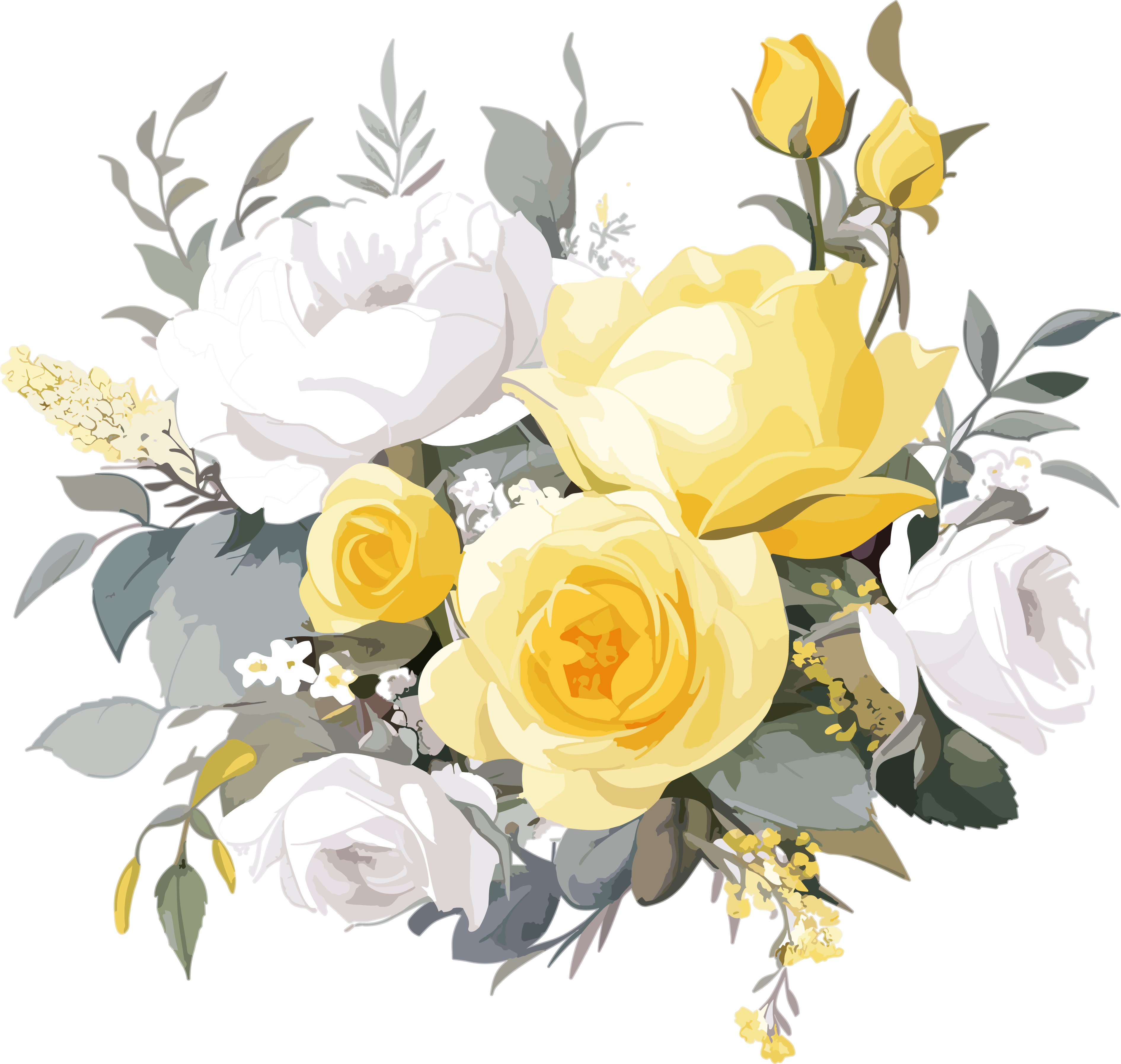 White and yellow painted rose material