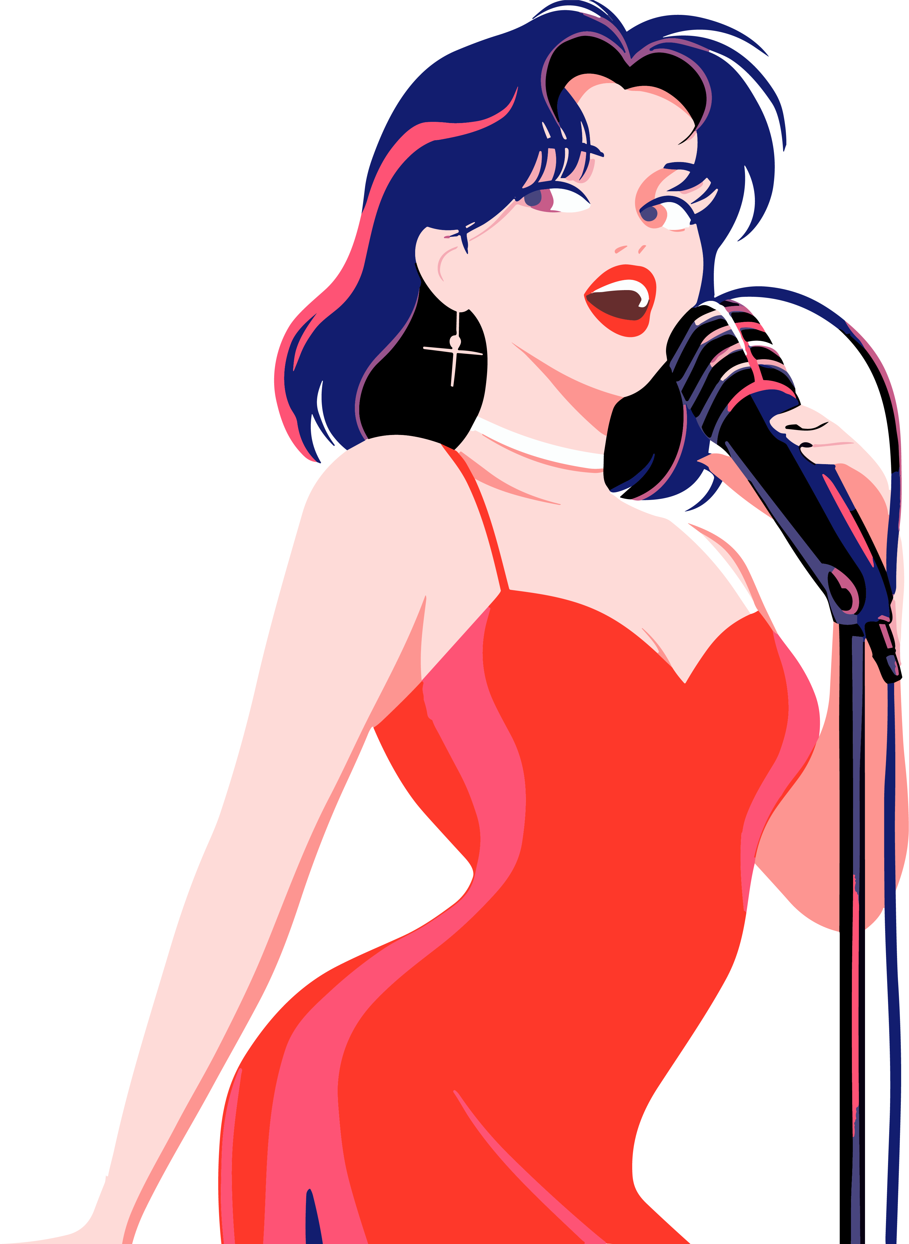 Singing woman illustration fashion graphic material