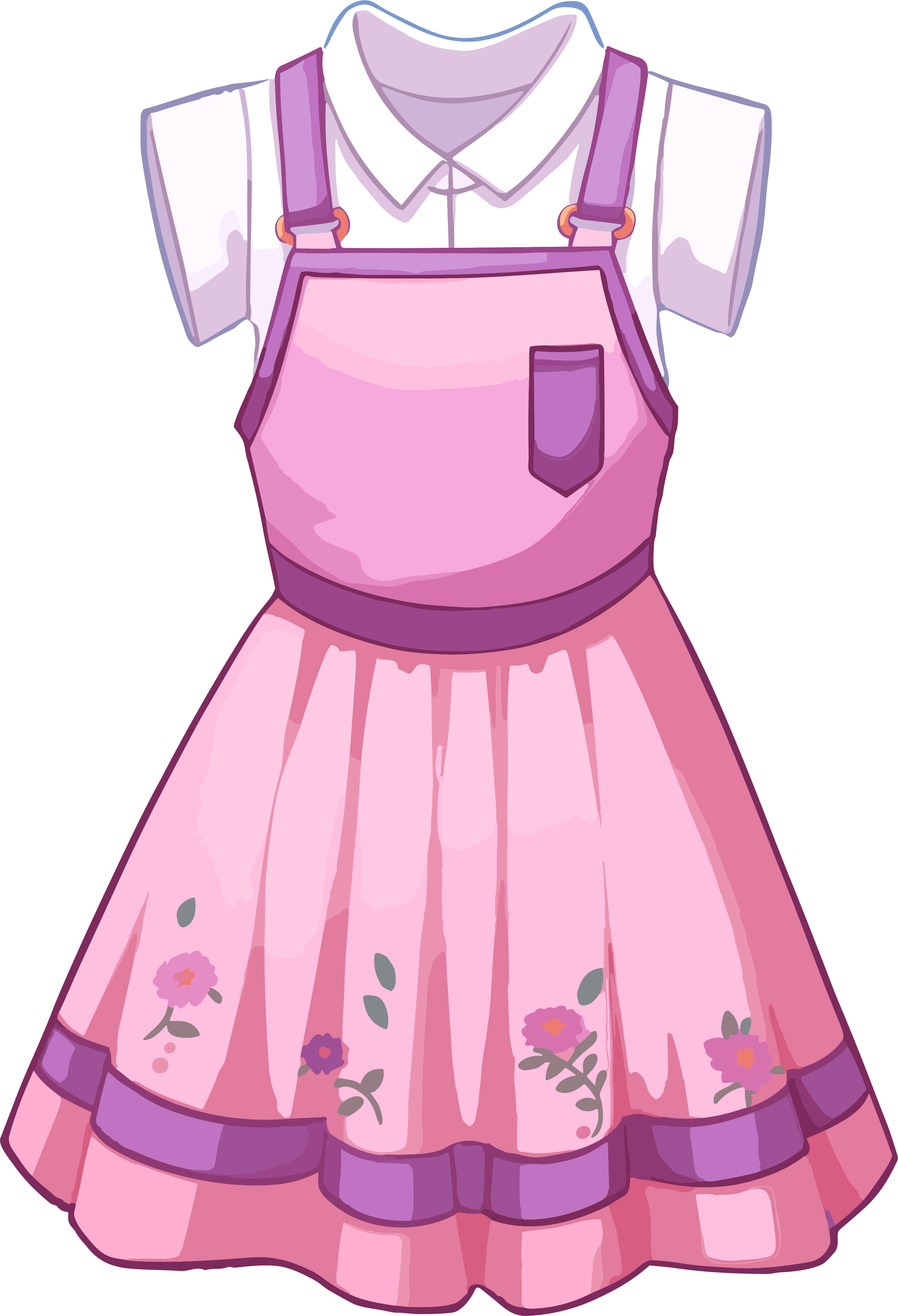 Pink dress campus apron with pencil dynamic GIF, purple flat shadow style