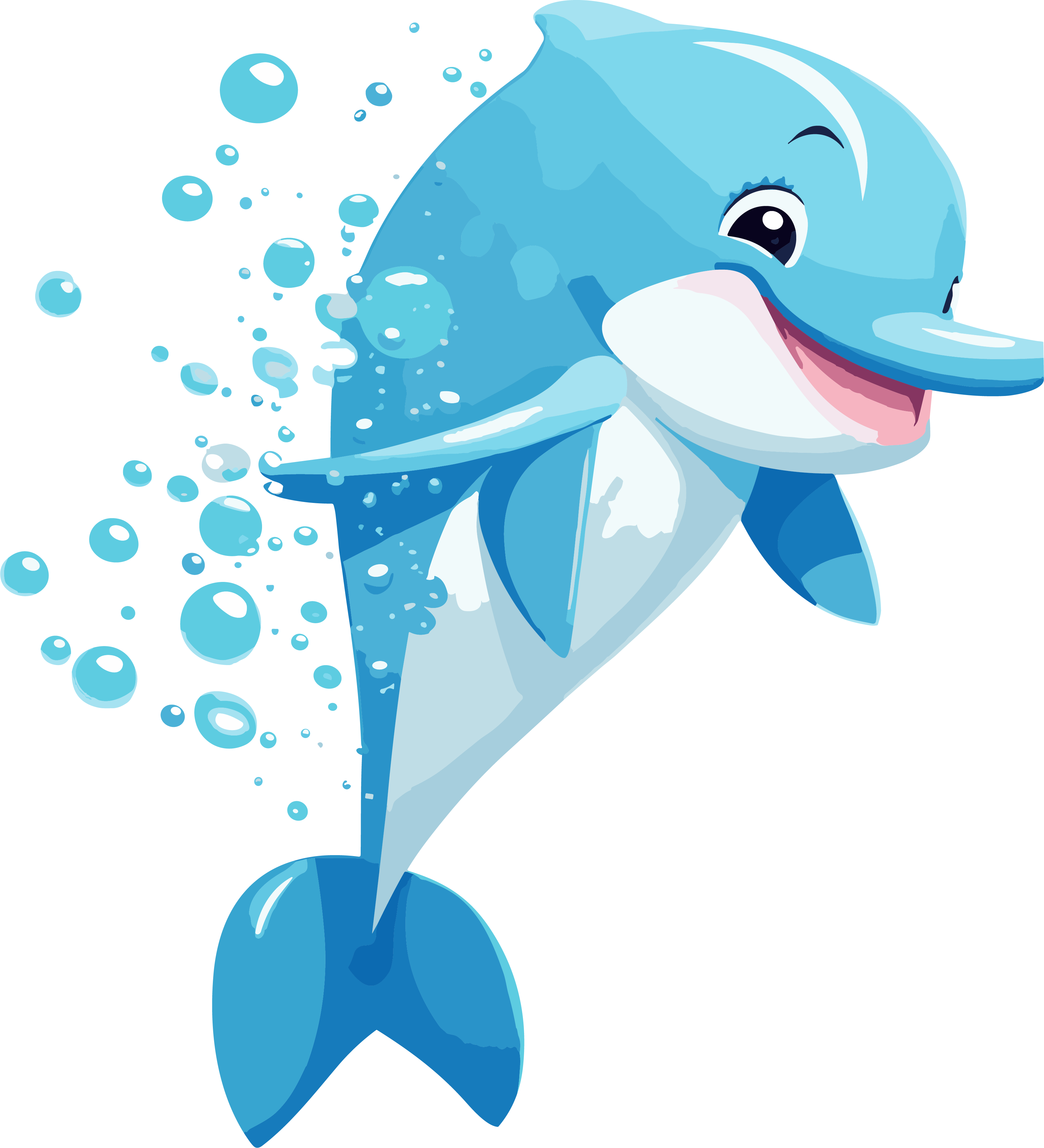 Dynamic and sparkling dolphins leap out of the water, exquisite illustration design elements