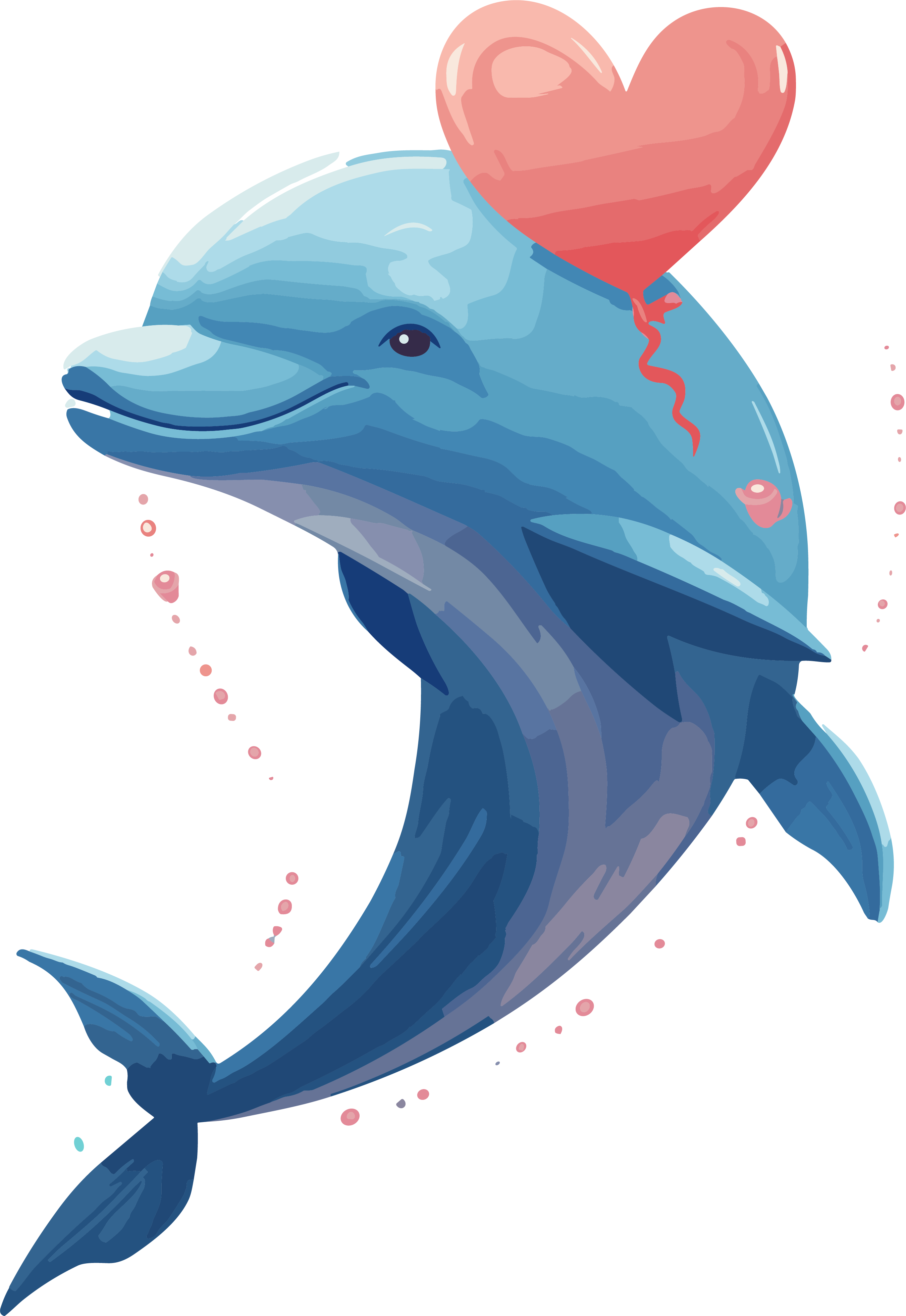 Heart Dolphin 2D Game Art Elements