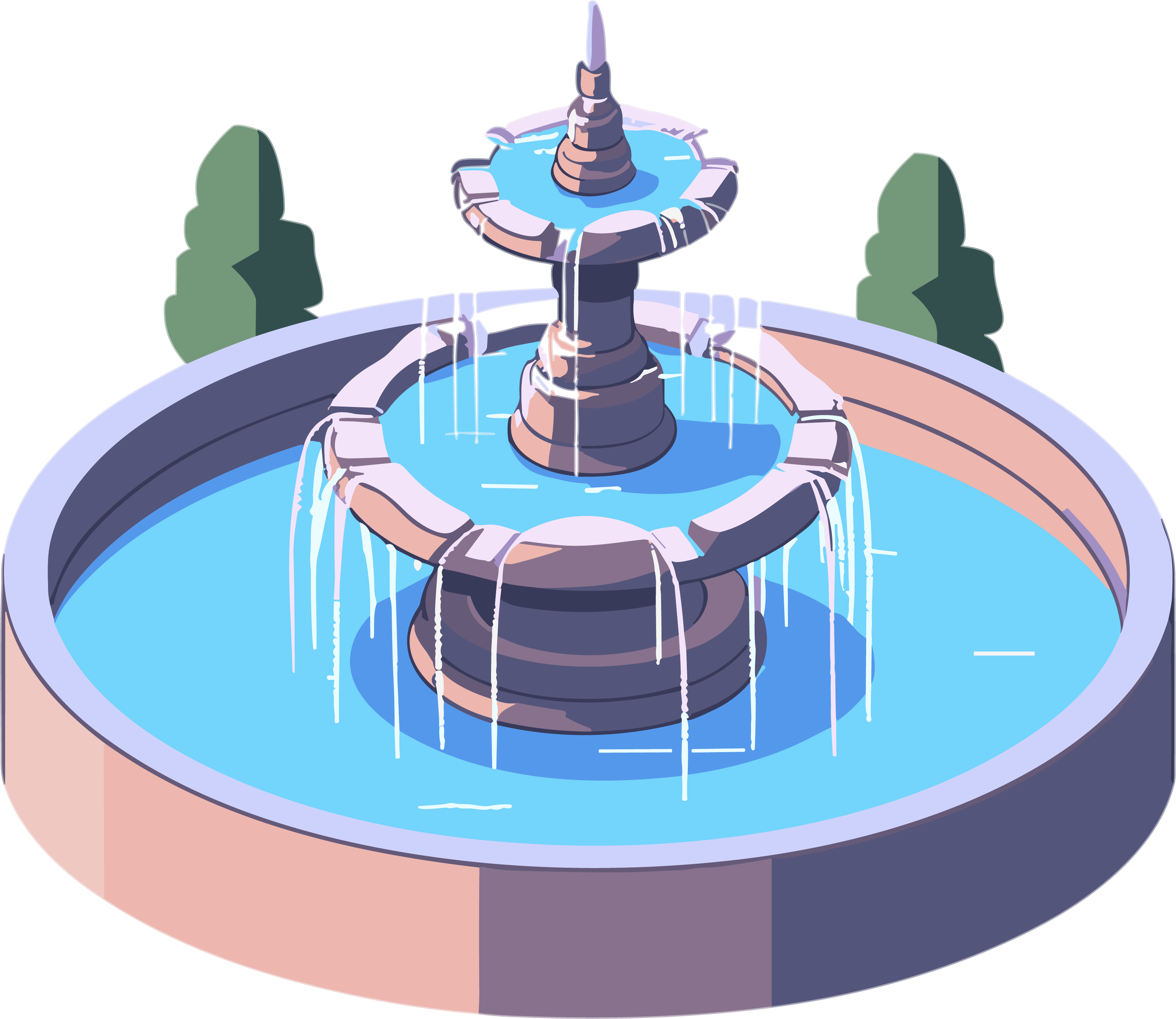 Fresh style ocean fountain illustration