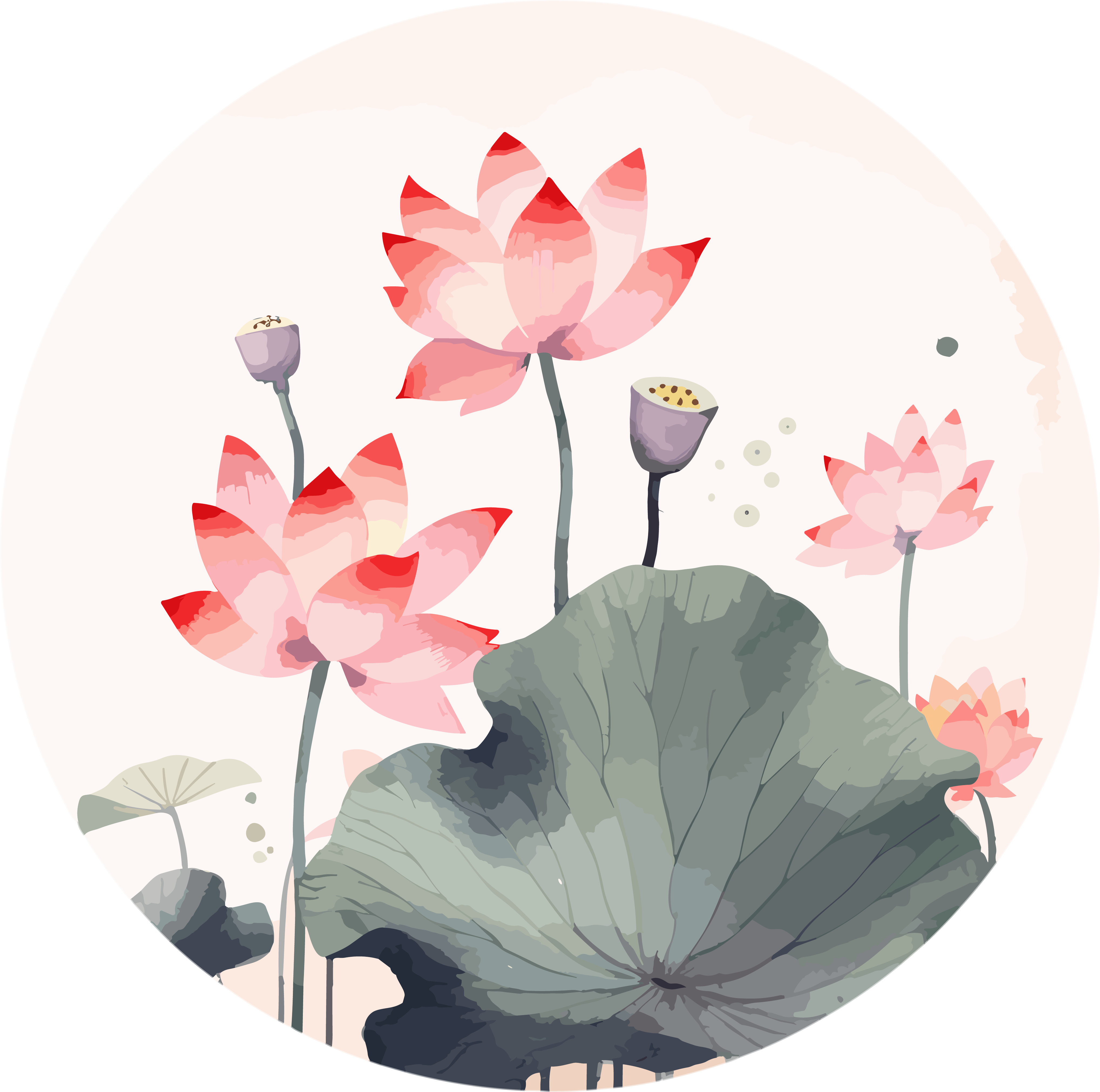 Watercolor Lotus Flower Art Design