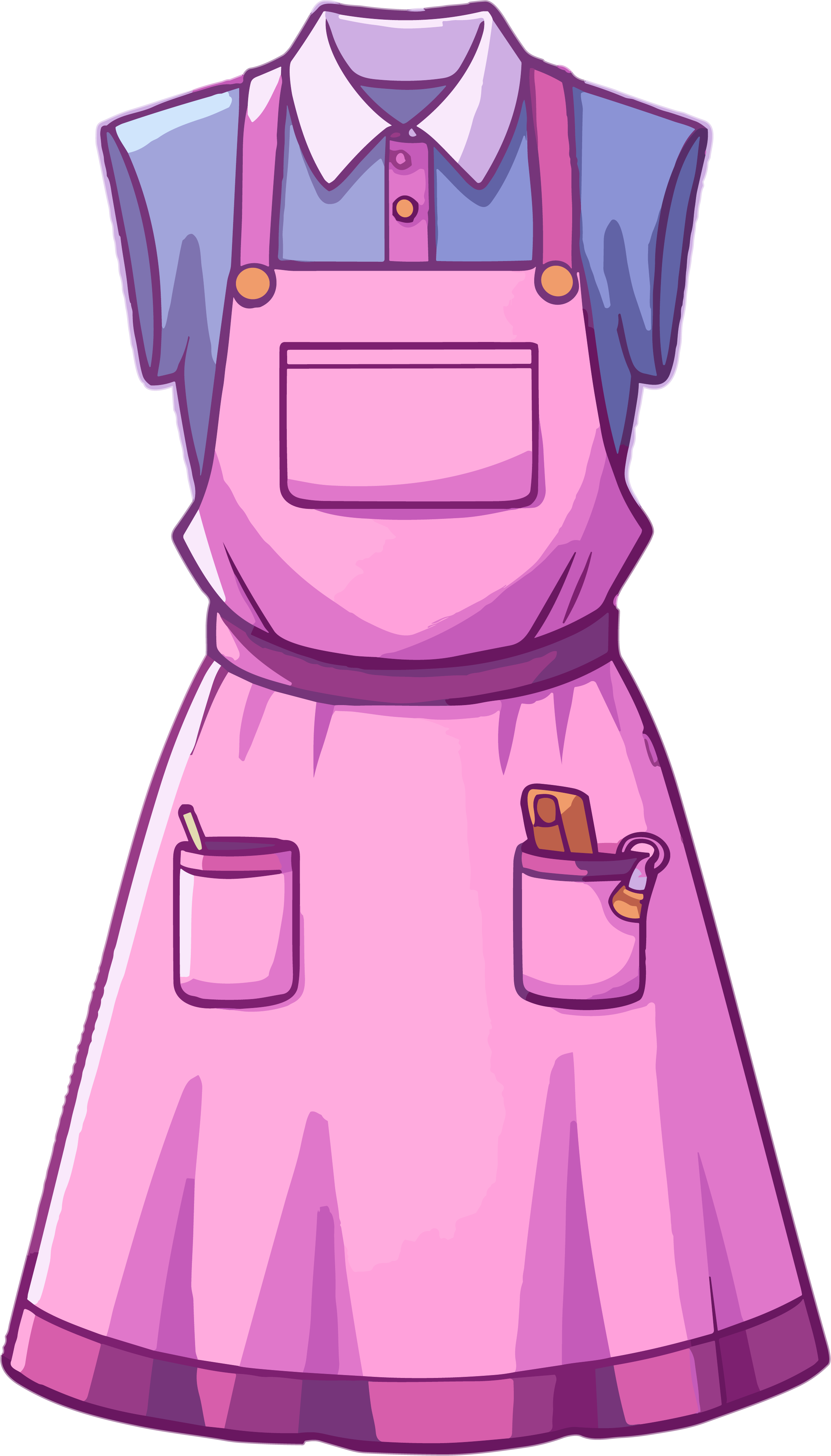 Dynamic plane shadow purple school apron pink dress and pencil
