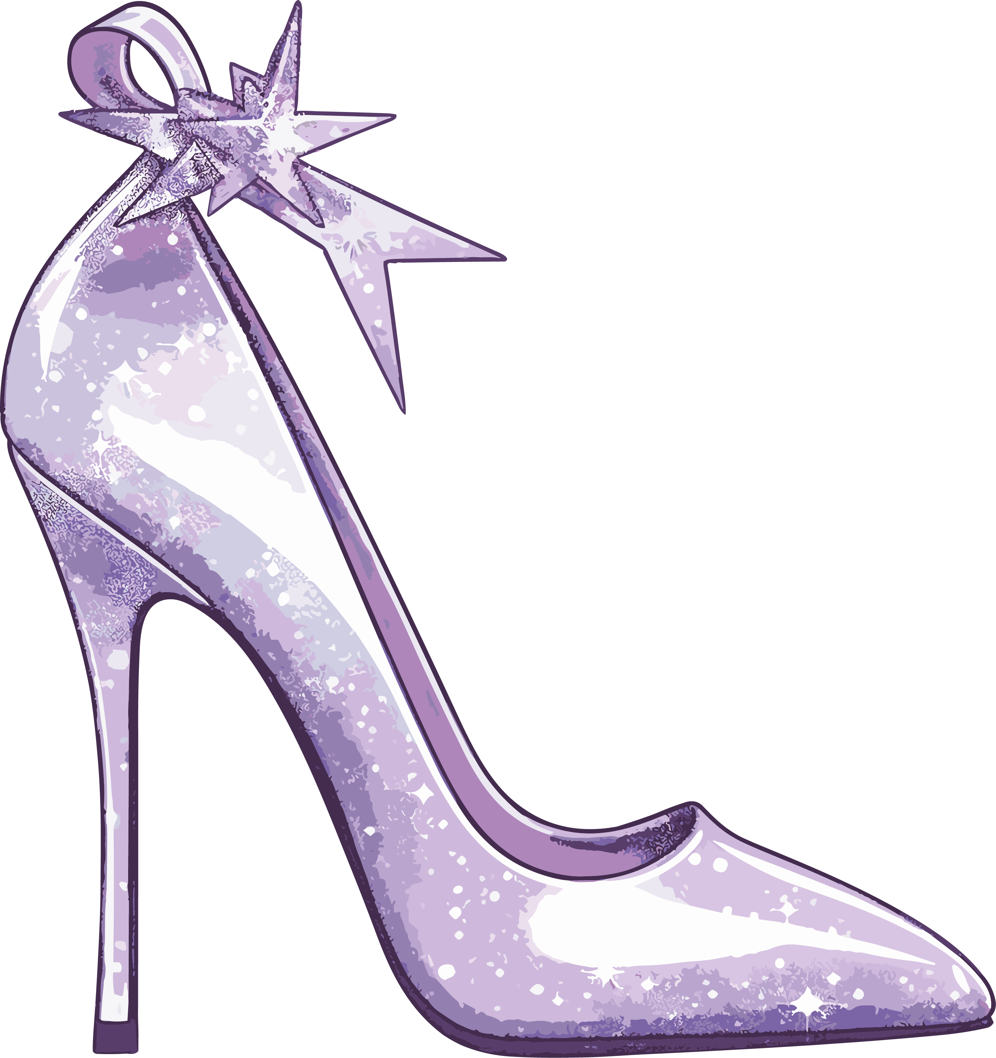 Purple Silver Star Women's High Heels Animation GIF