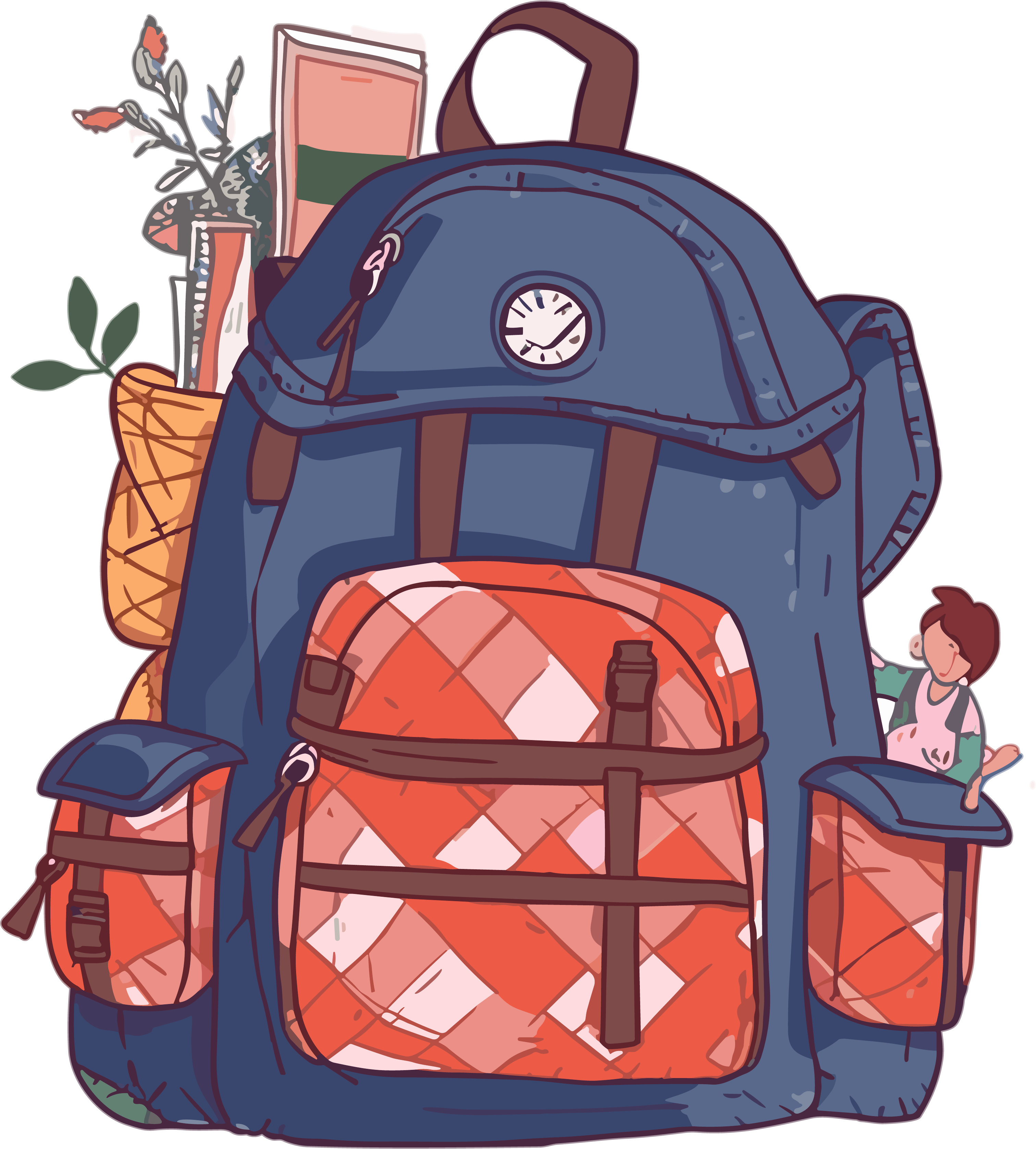 Transparent background illustration backpack commercial material