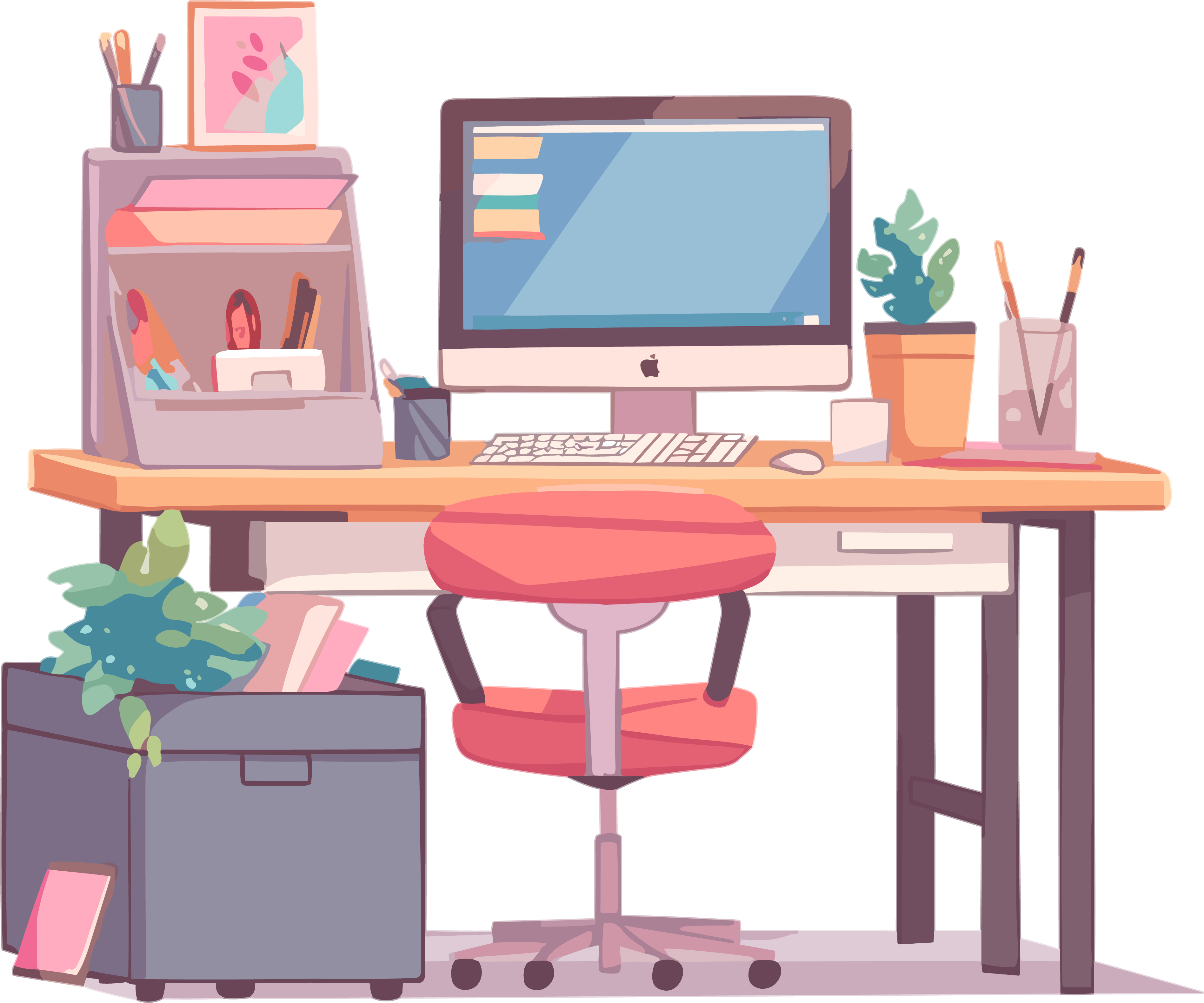 Illustration design materials for desk workers
