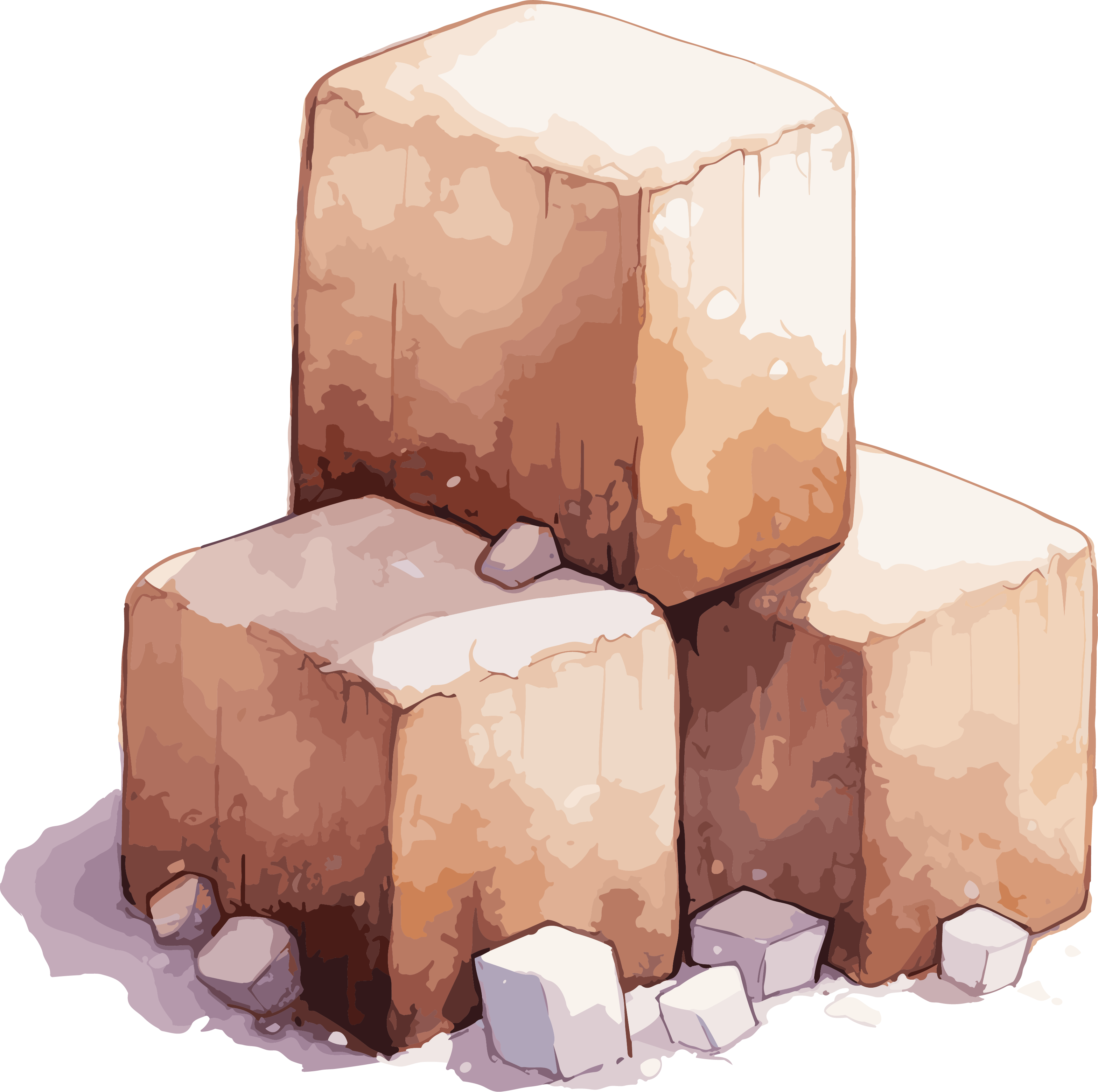 Giant watercolor candy cube illustration in a post-apocalyptic ice and snow style