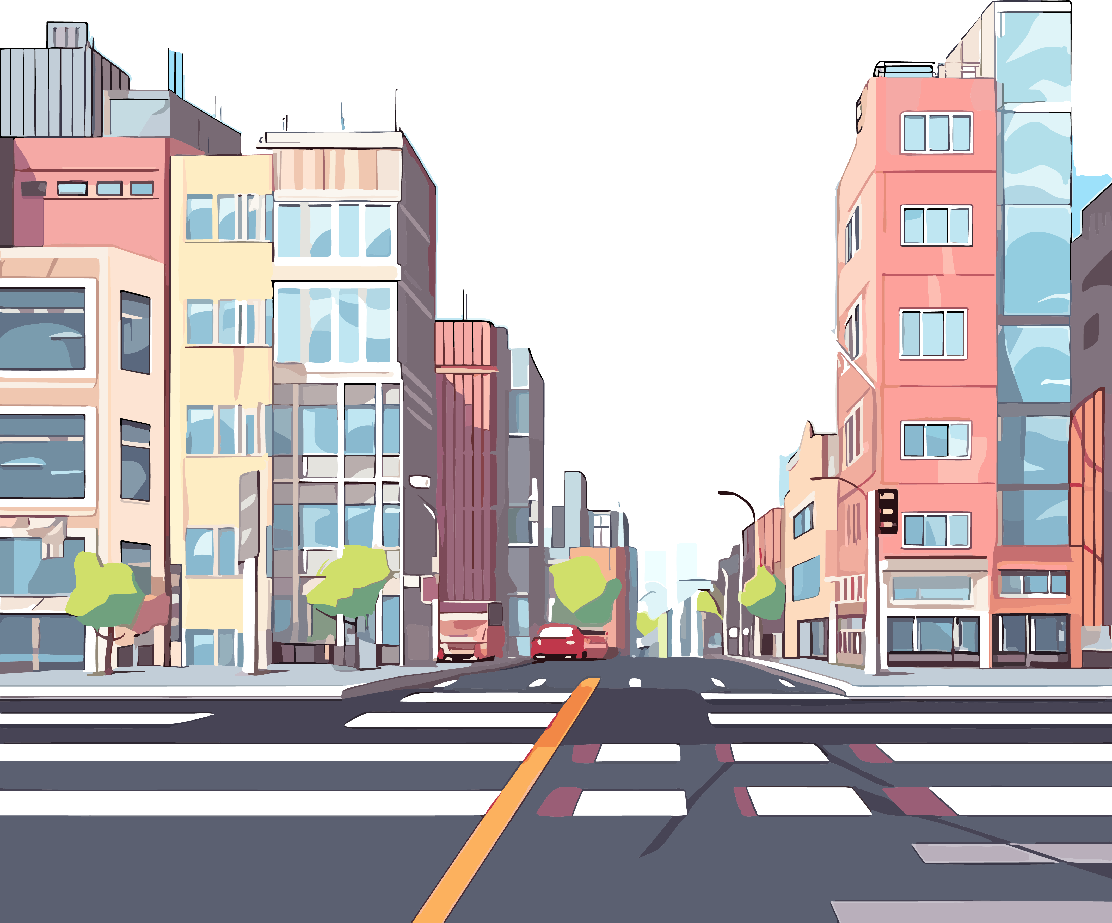 Hand-drawn style city street pattern material