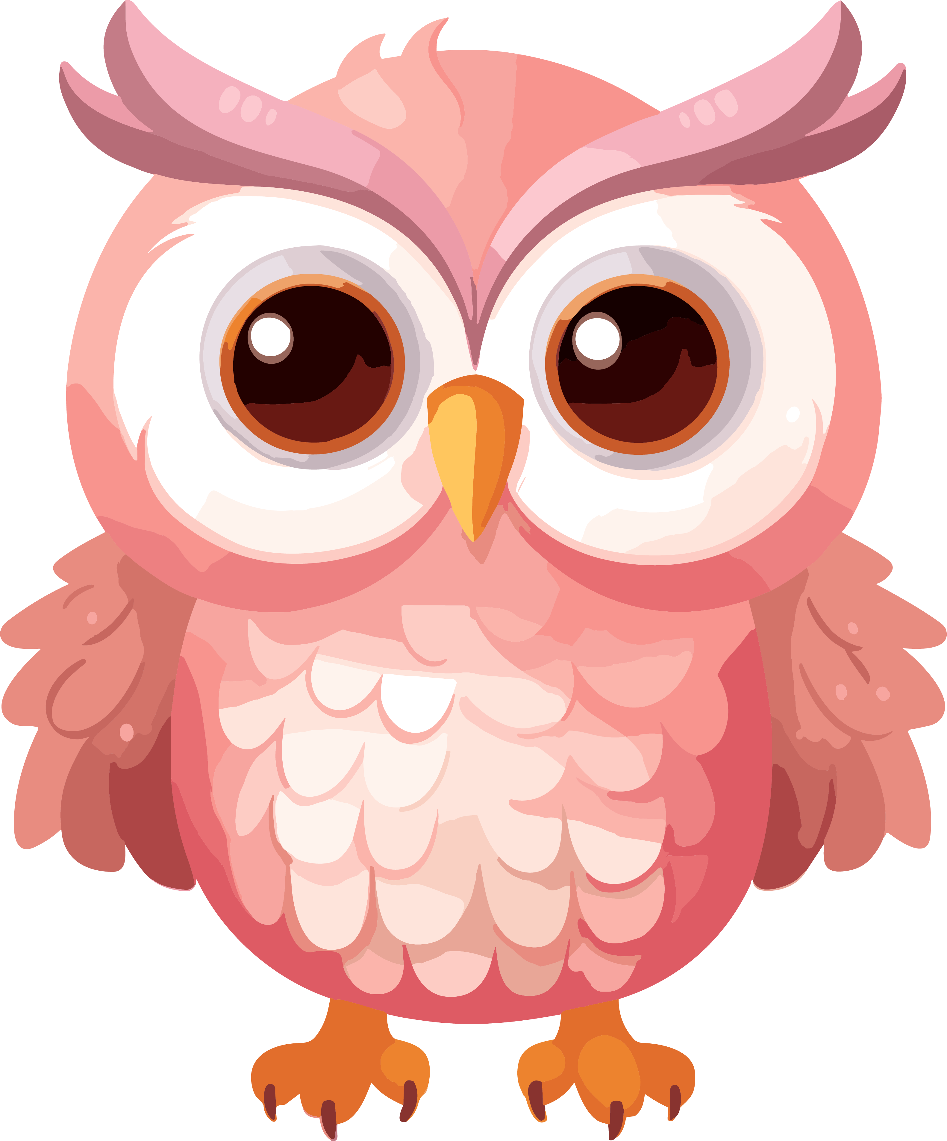 Pure style red-brown owl illustration PNG graphic material