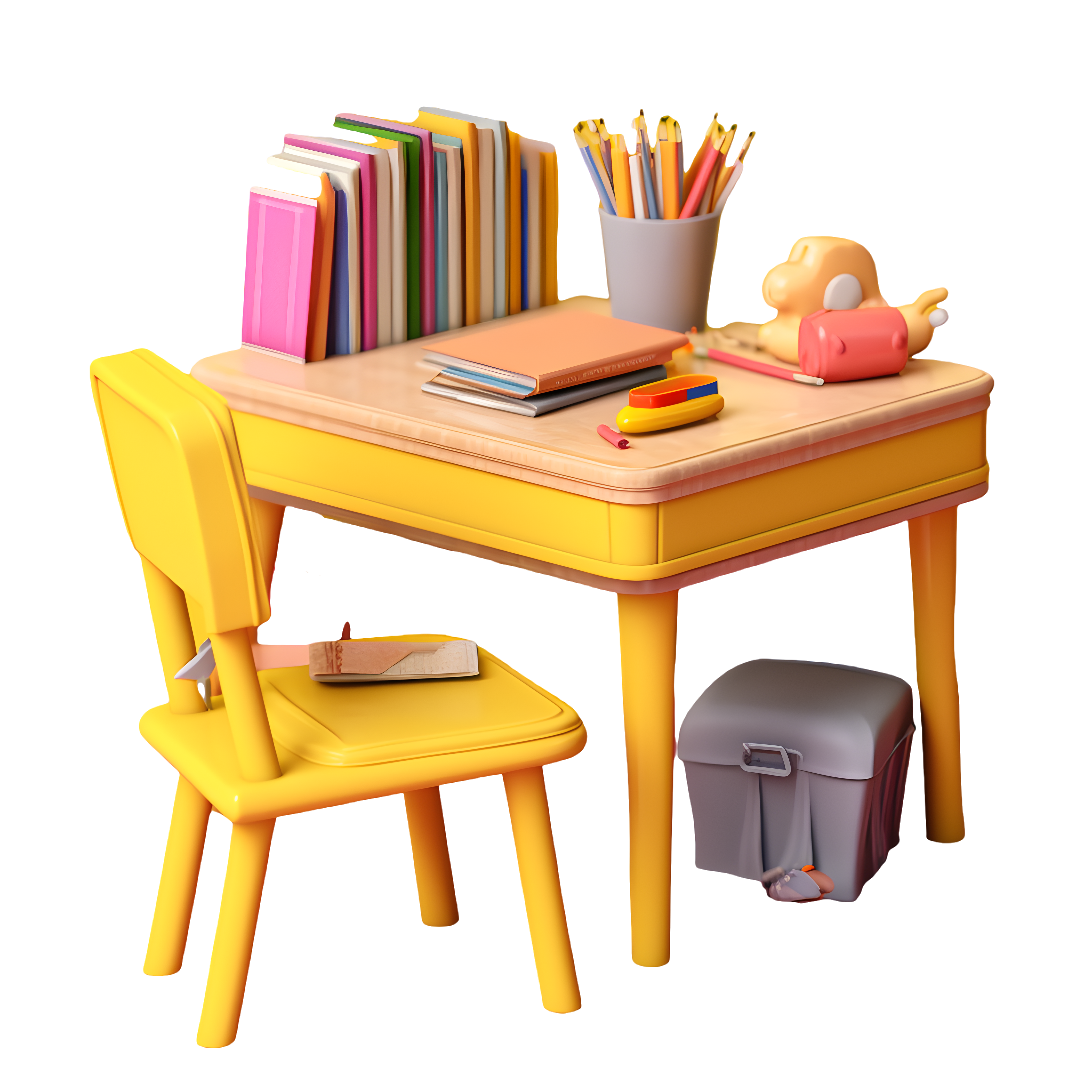 Orange-yellow and white desk illustration pattern