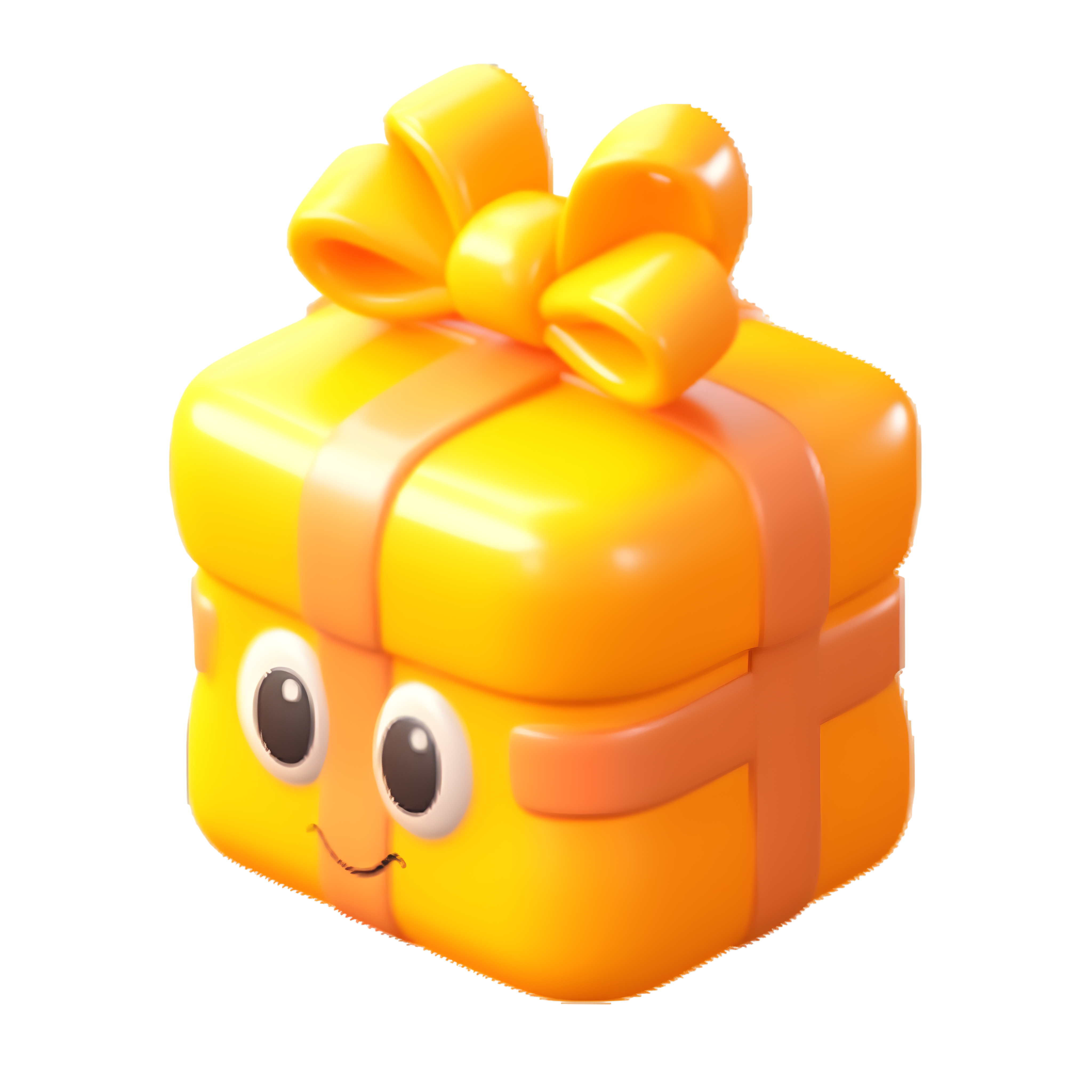 Cute toy sculpture style jackfruit orange gift box transparent background high-definition image